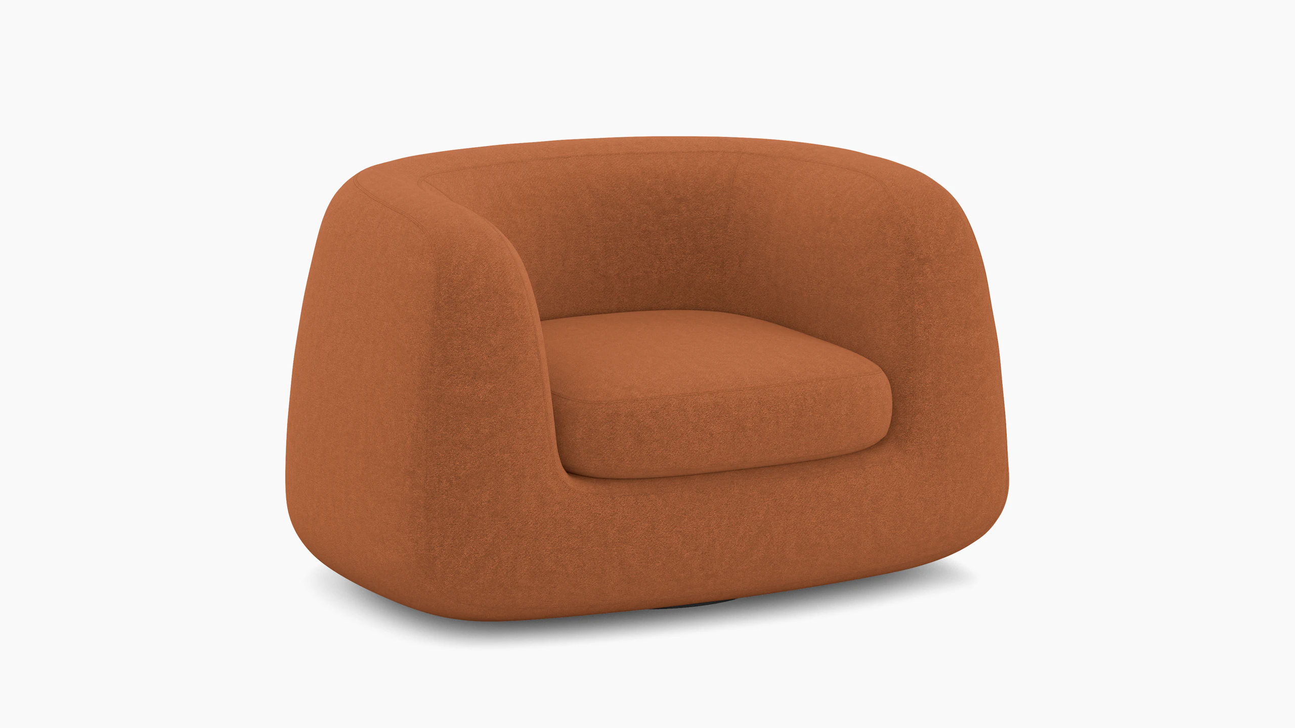 A Americano Swivel Chair in Clay viewed from an angle.