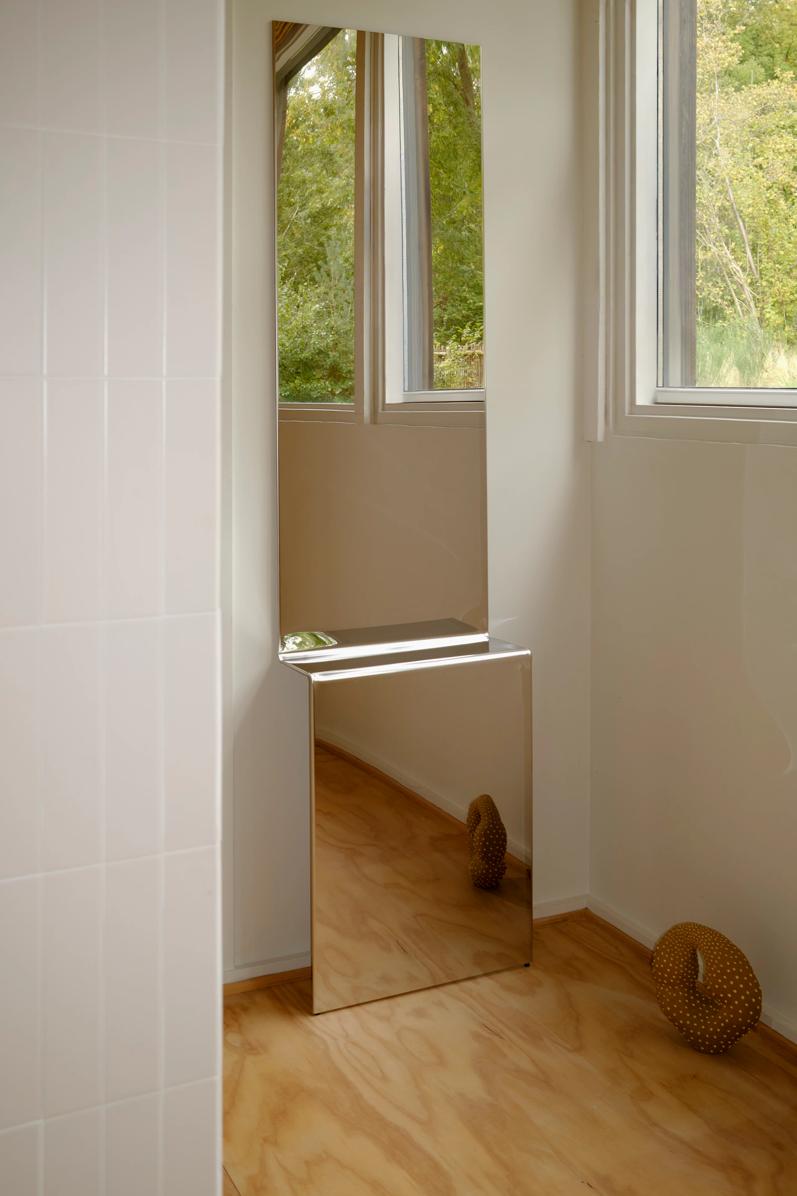 Pleat Mirror in Polished Steel