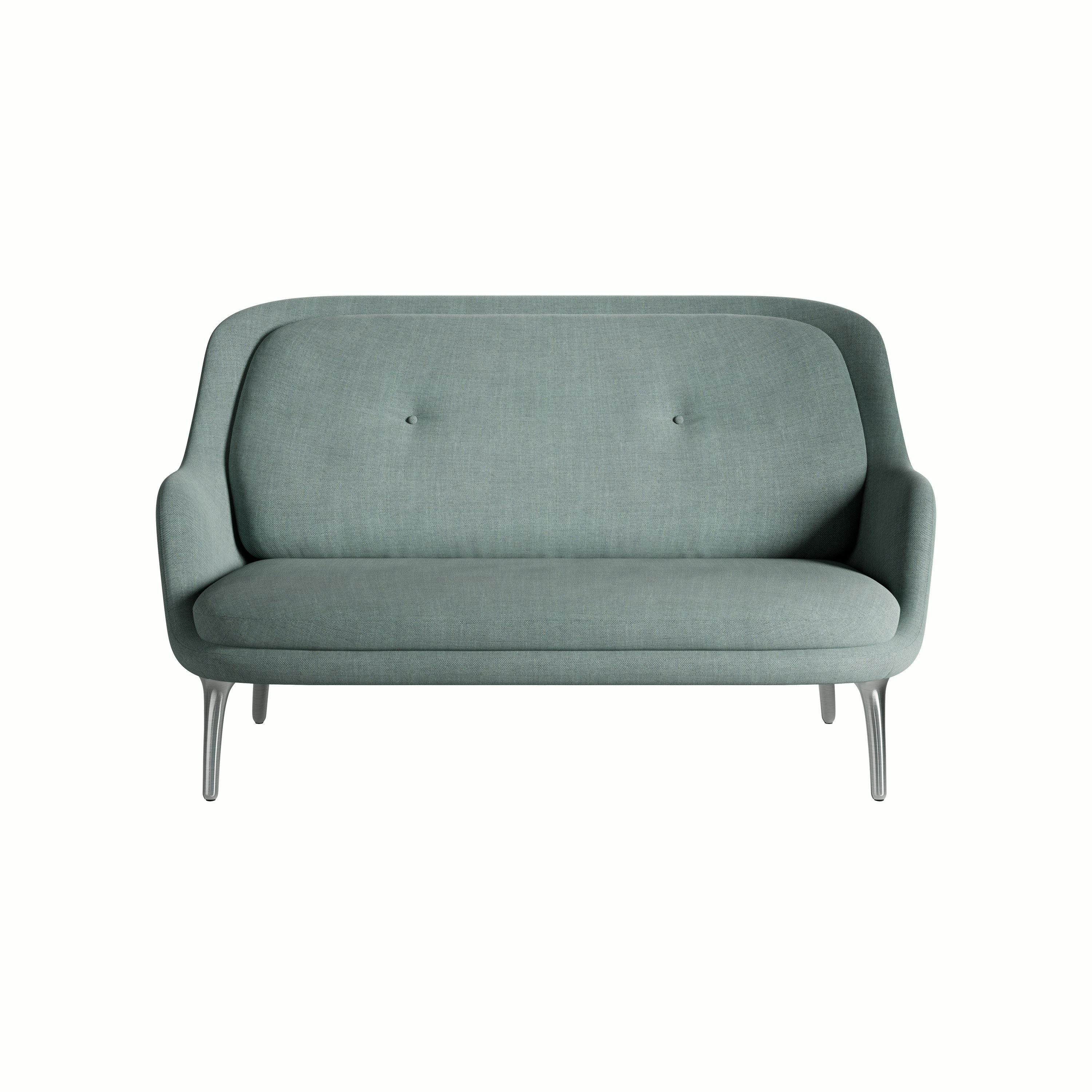 A Fri Sofa in Grey / Pale Green viewed from the front.