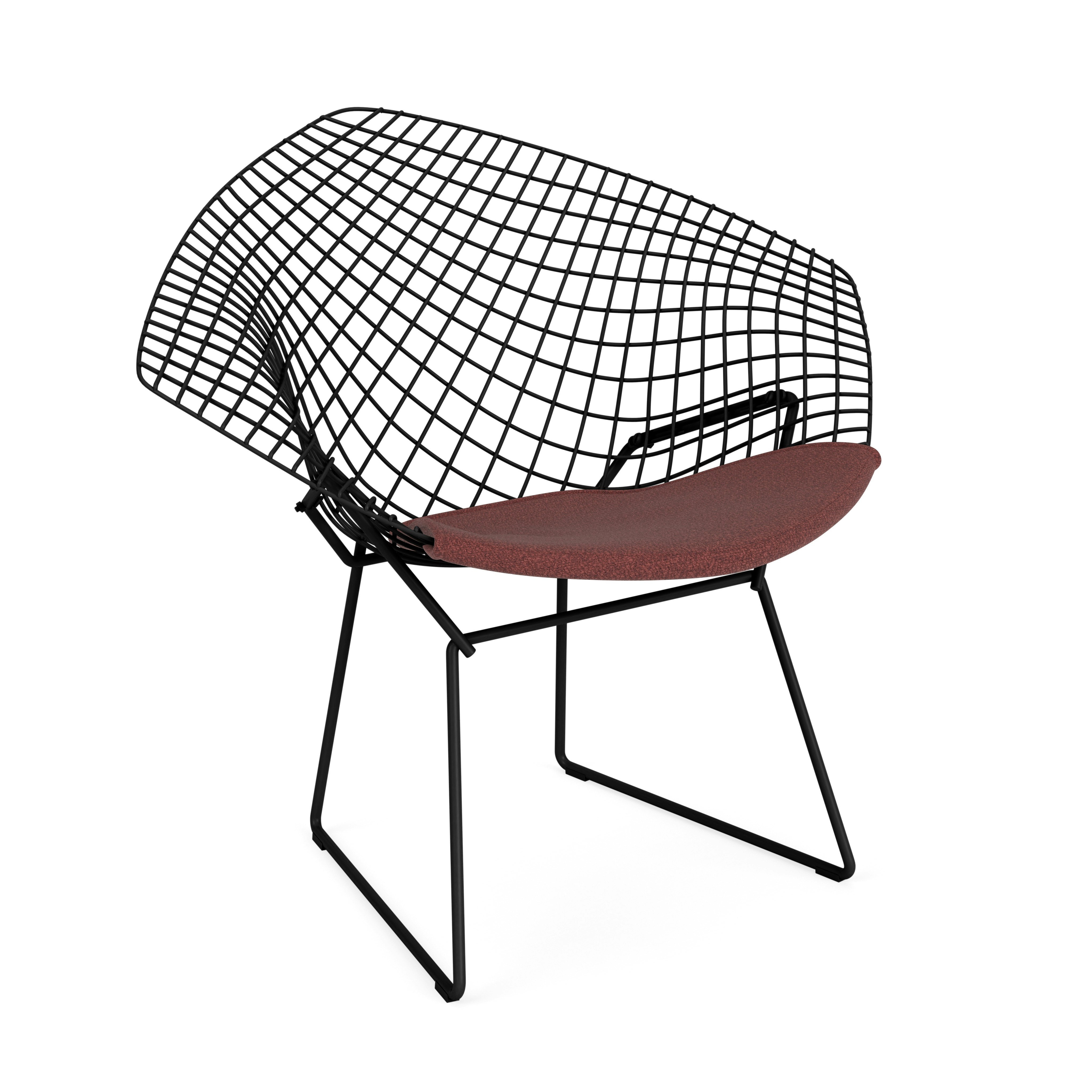 Bertoia Diamond Chair, Black, Seat Pad, Classic Boucle, Ardent