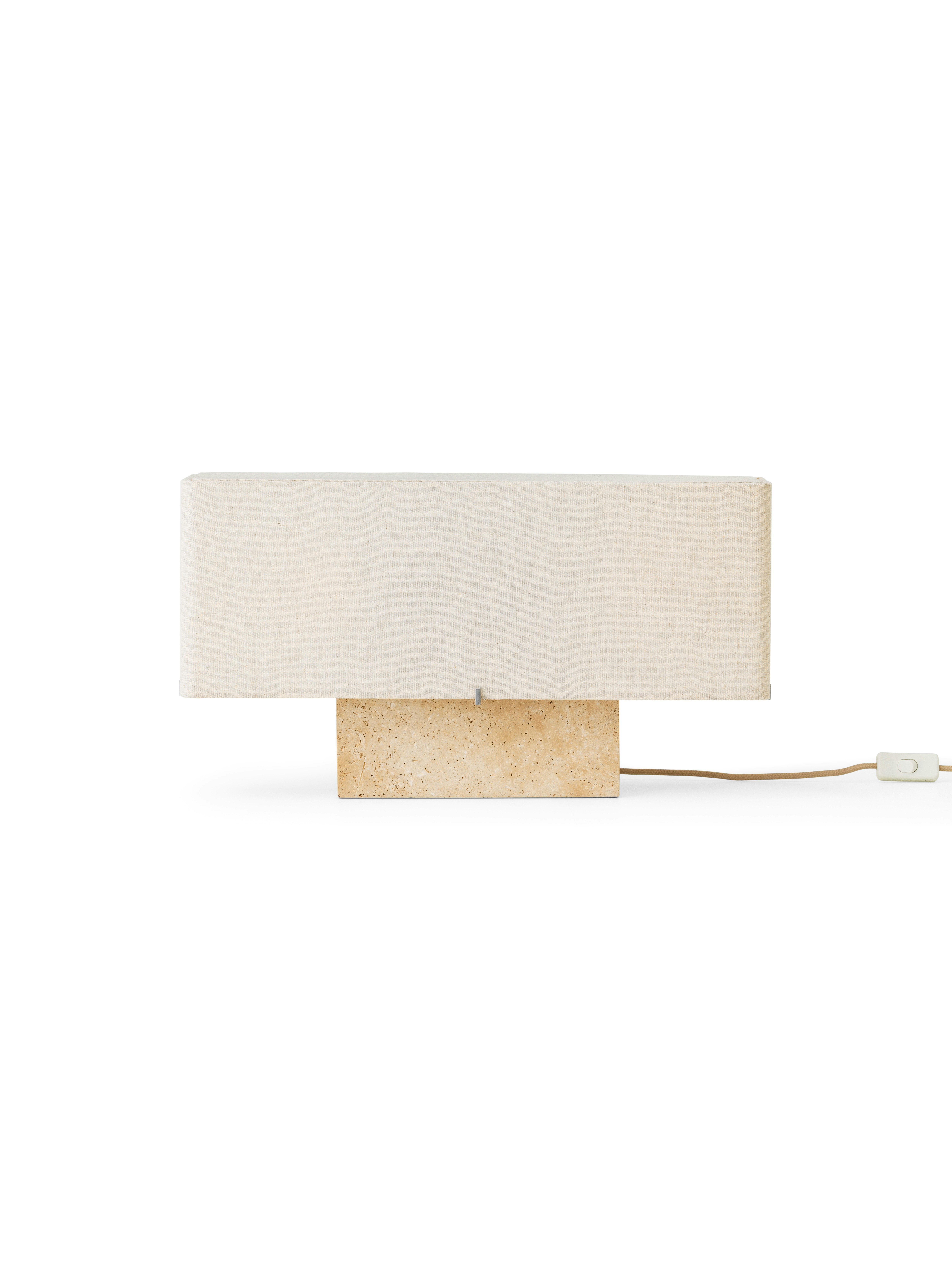 A Nonna Travertine Table Lamp  viewed from the front.
