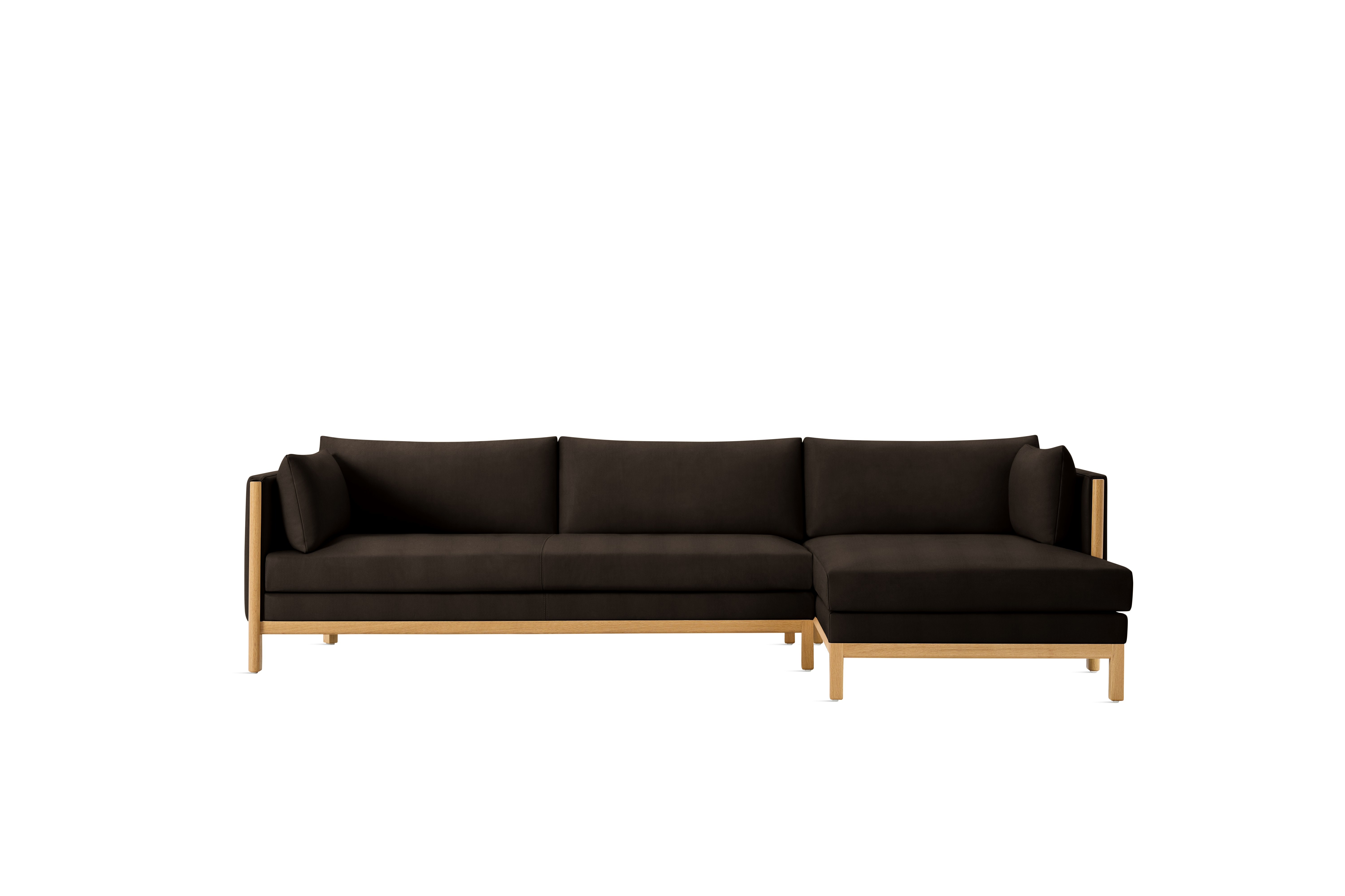 Emmy Sectional - Crypton Sintra Velvet, Mink, Oak, Right