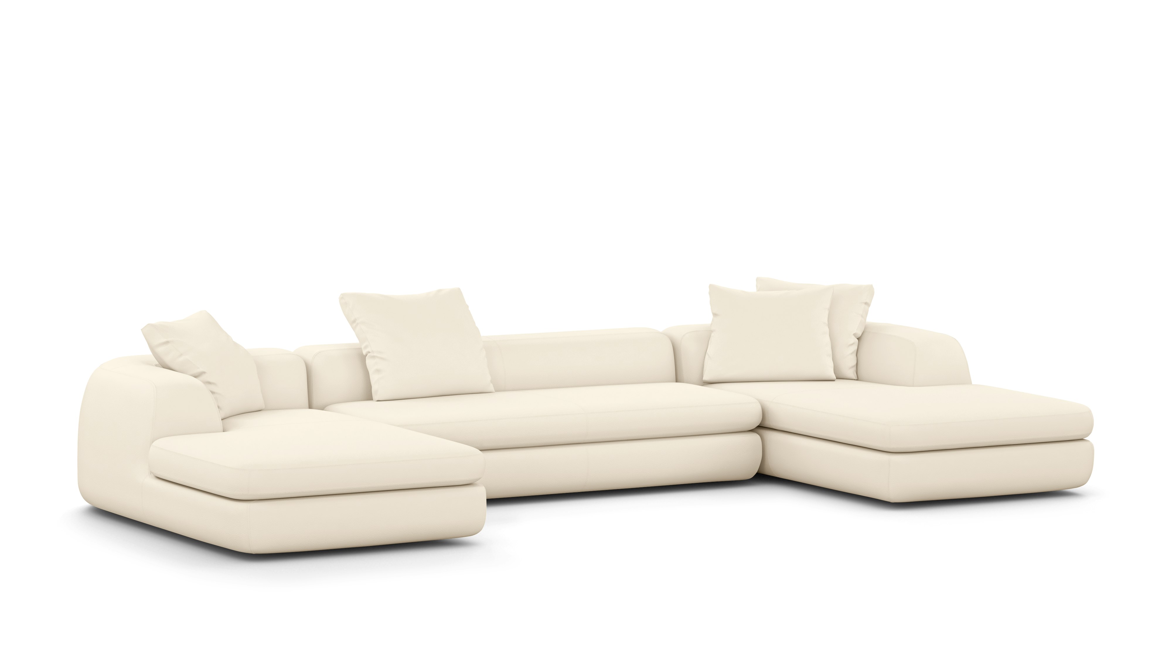 A Atlason Americano Double Chaise Sectional in lotus Viewed from the front.