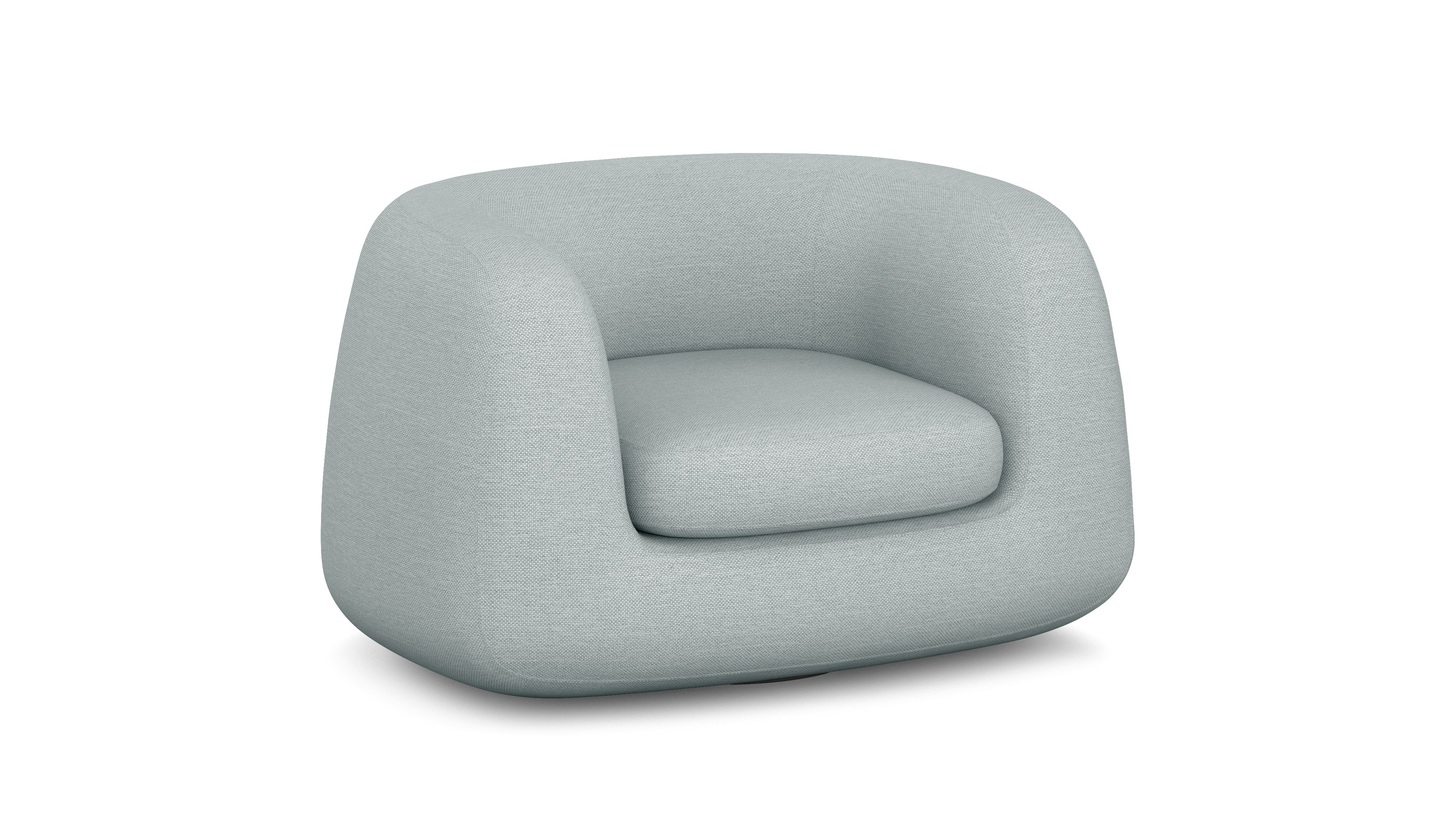 A Americano Swivel Chair in Surf viewed from an angle.