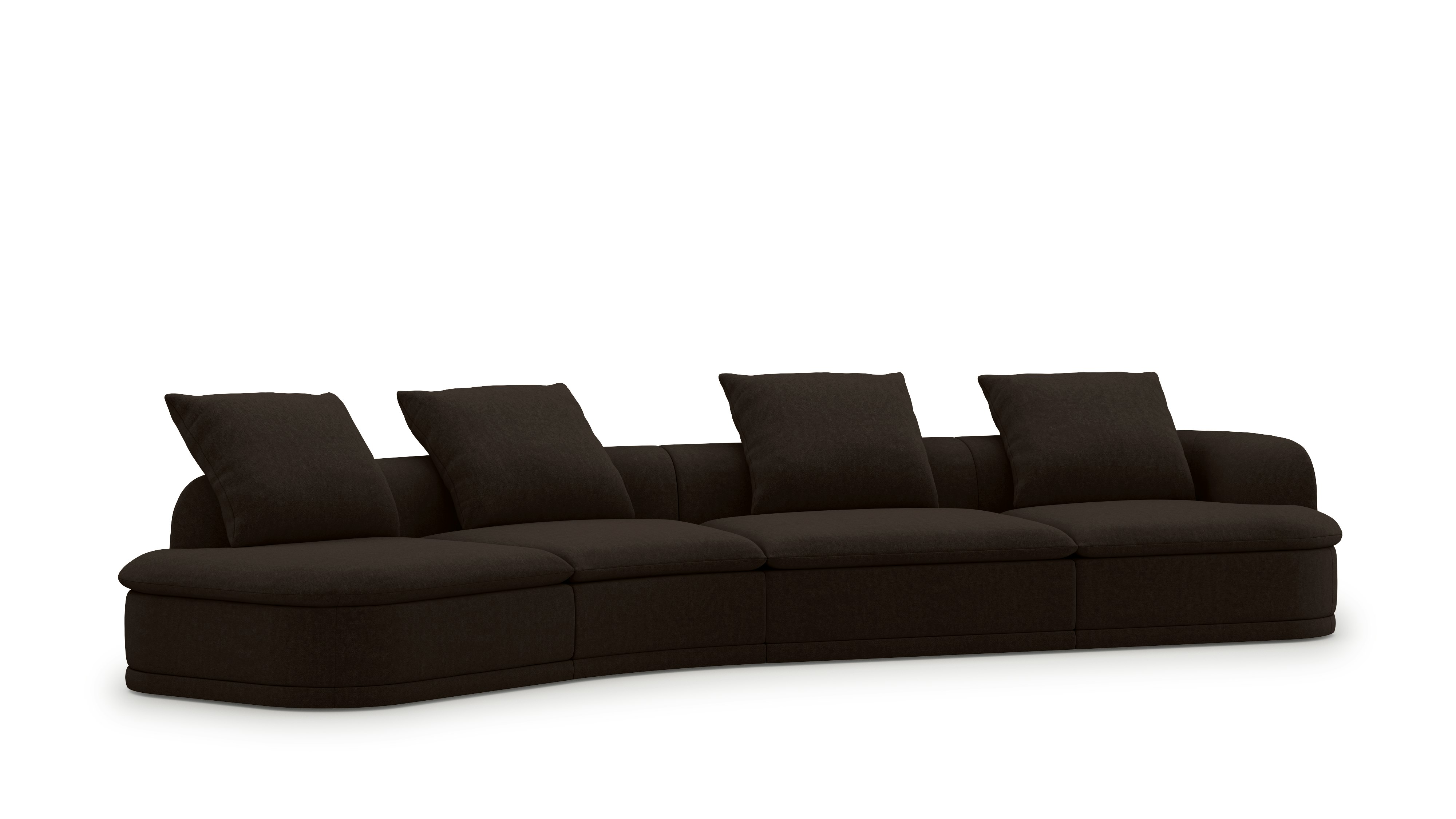 A right-facing 171 inch Atlason Composed Modular Sofa Open Sweep Sectional in Sintra: Mink viewed from an angle.