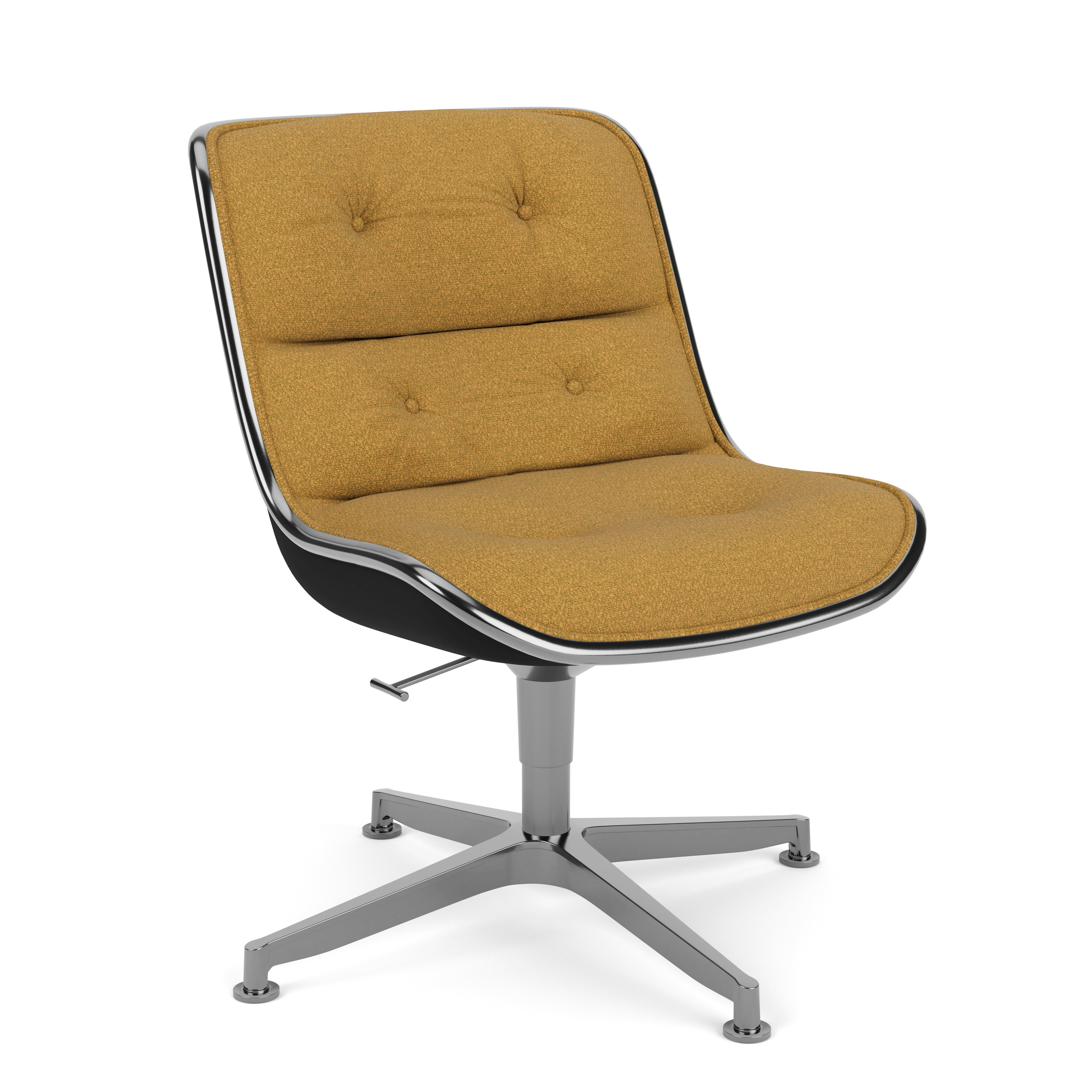 Pollock Executive Side Chair - 4 Star, Polished Aluminum, Classic Boucle, Yam