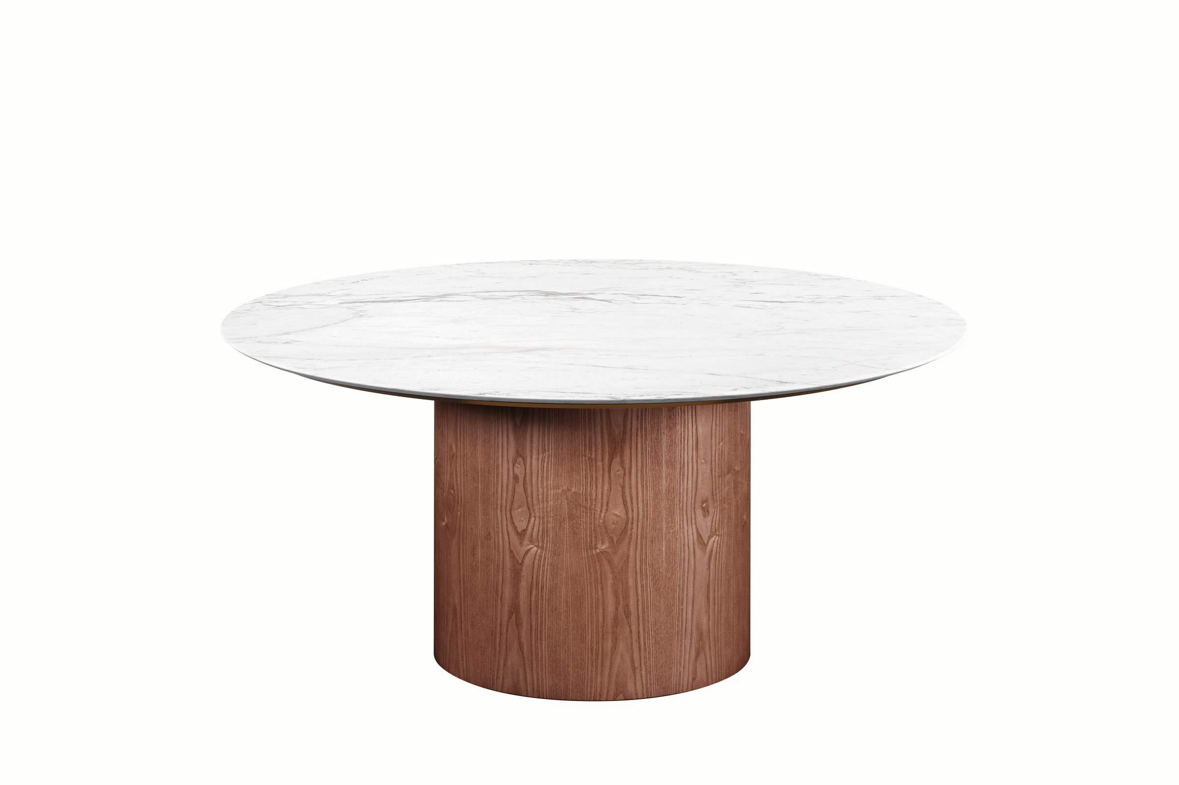 Myon Dining Table - Round, 63in , Marble, Carrara, Walnut