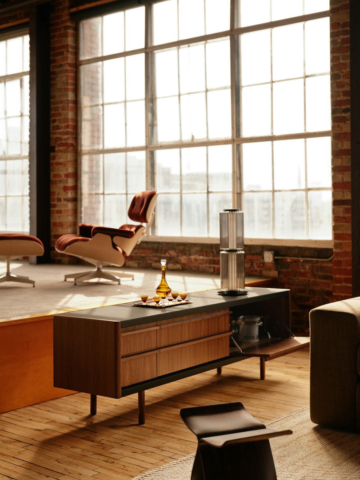 New Canaan Media Unit in black and walnut