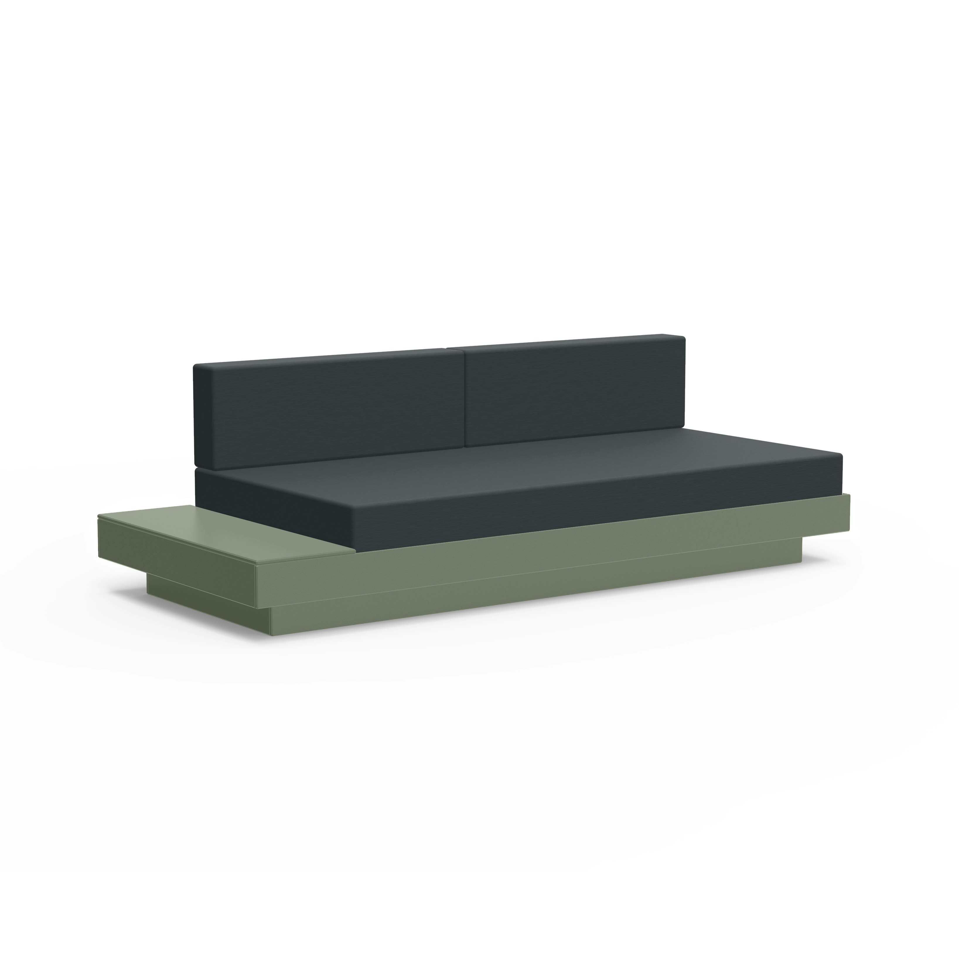 Platform One Sofa with One Table,  Sage Frame,  Charcoal Cushions