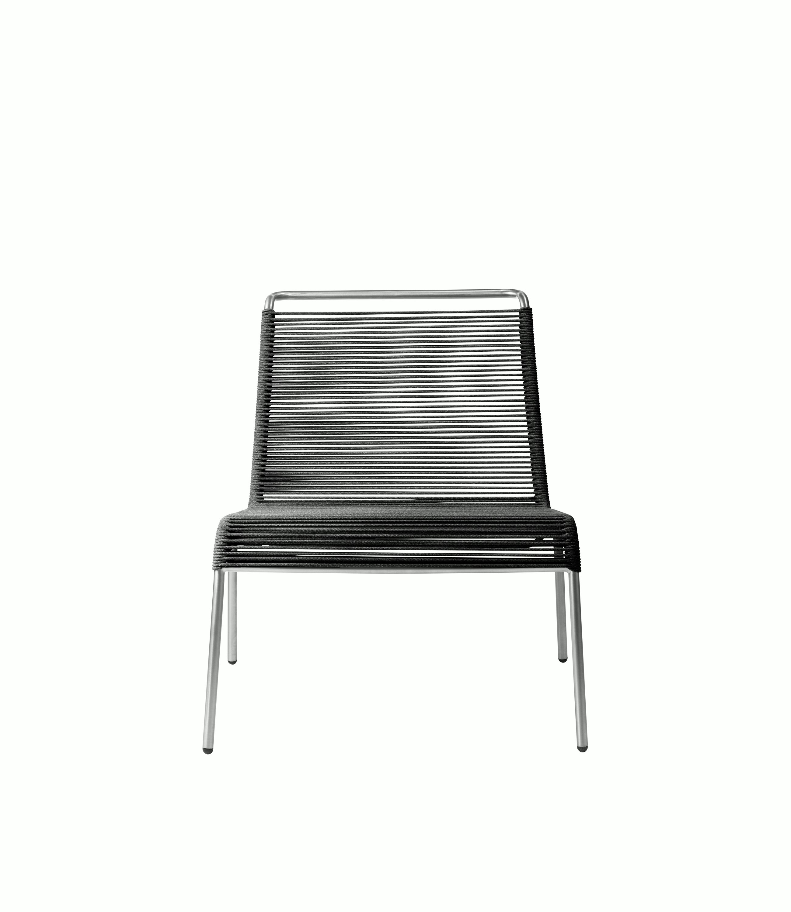 A Teglgaard Outdoor Lounge Chair in Black viewed from the front.