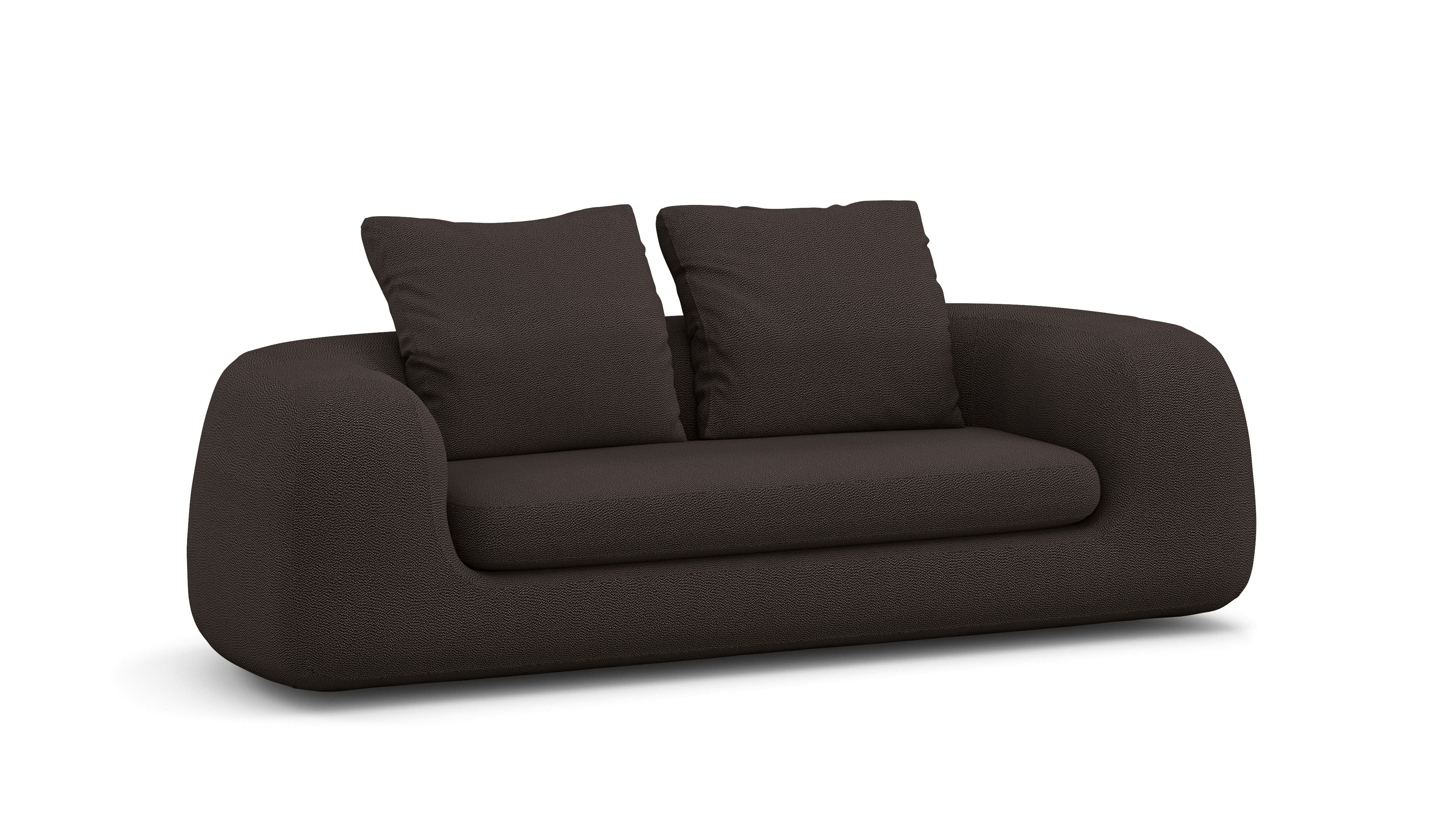 A Atlason Americano Sofa in Turf, Dark Brown viewed from an angle.