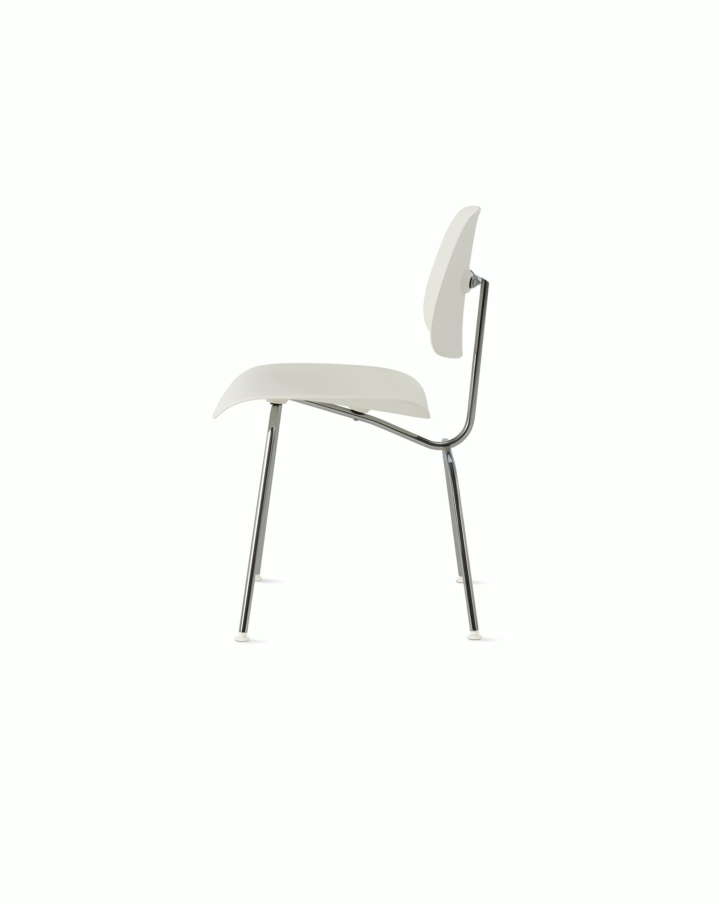 White and Chrome - Eames Molded Plastic Dining Chair (EC-127) 