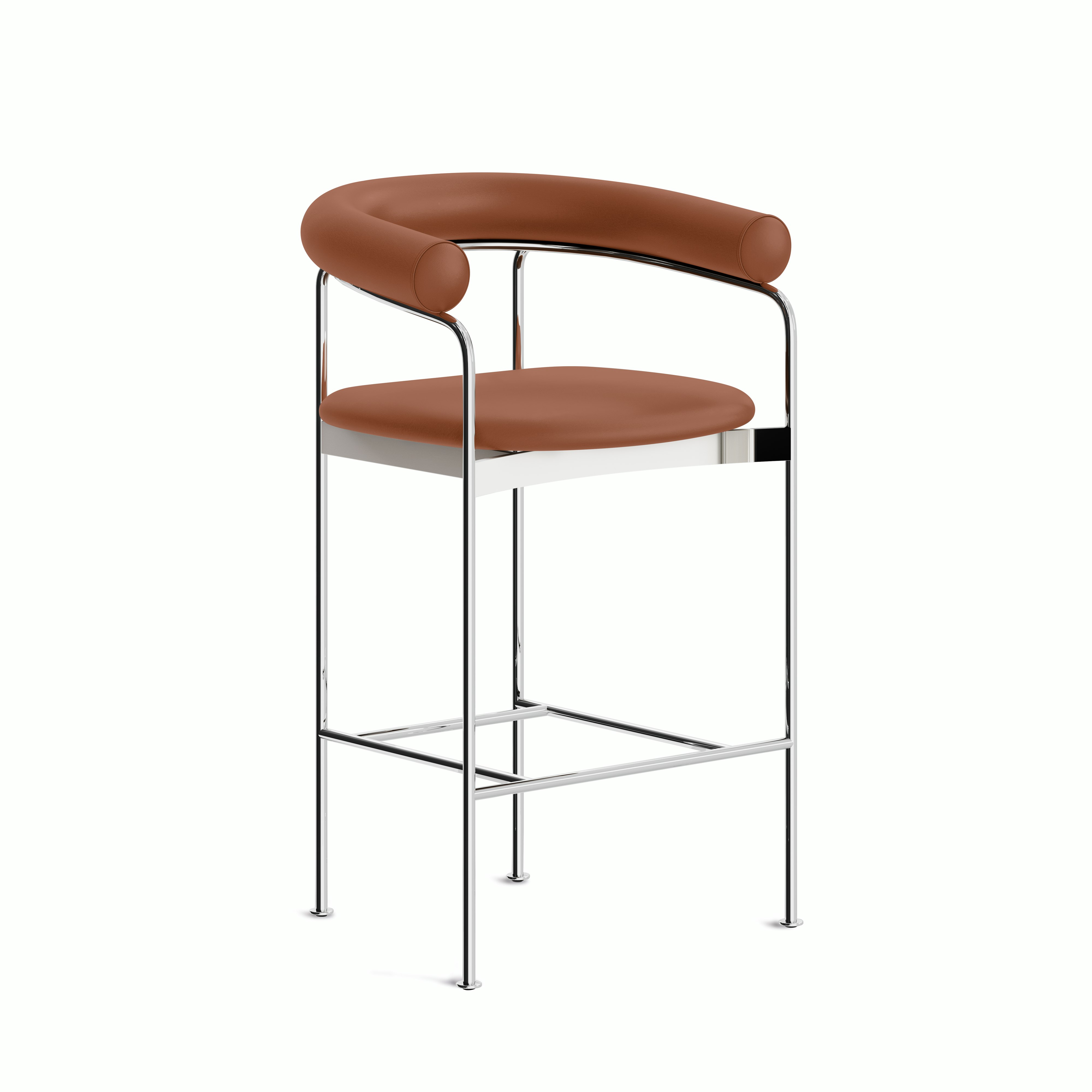 Baia Dining Stool - cognac,  chrome,  counter
