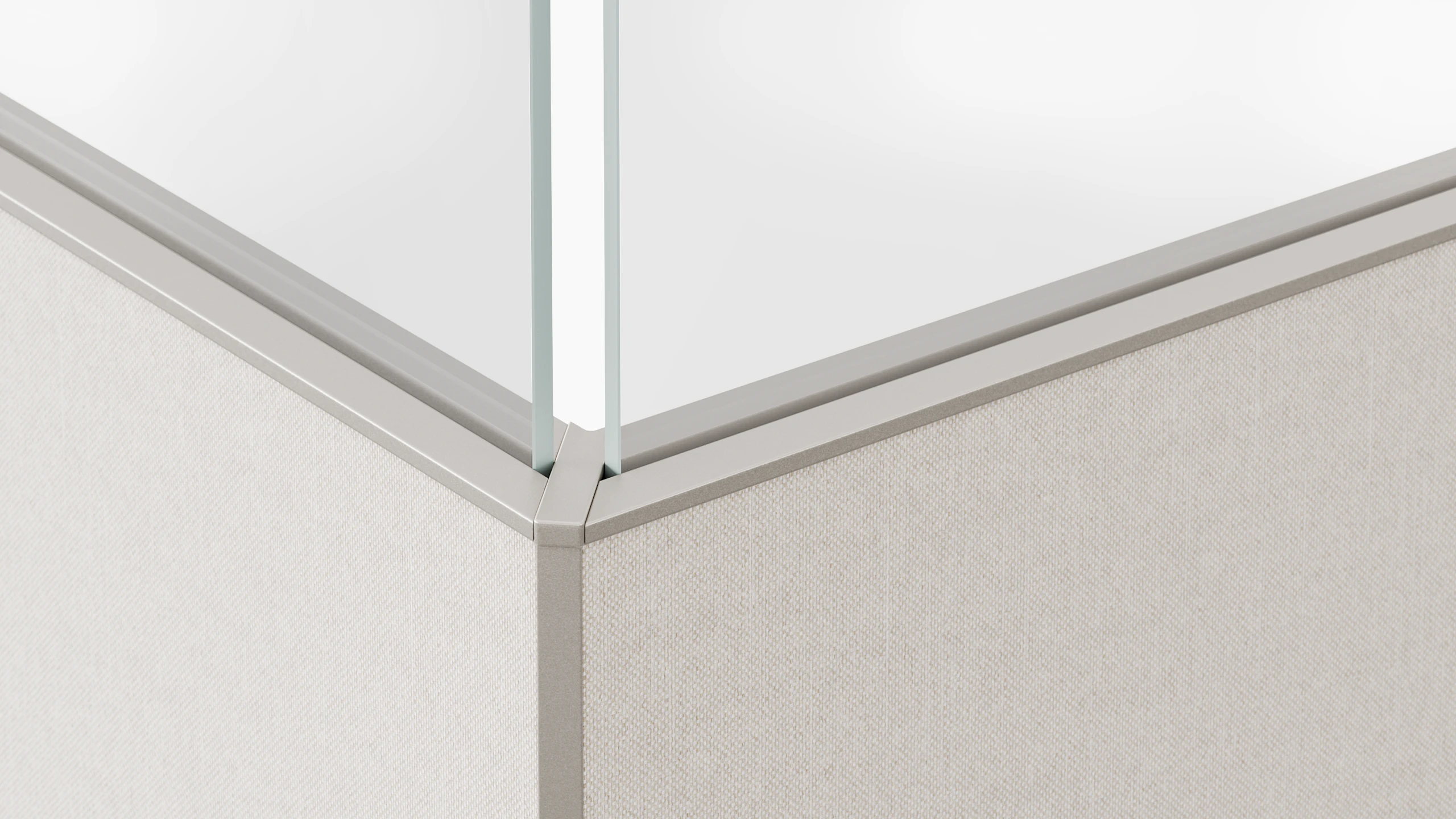 Detail rendering shows a top view of the joints of system panels as well as the detail of how glass add ups attach into the panels.