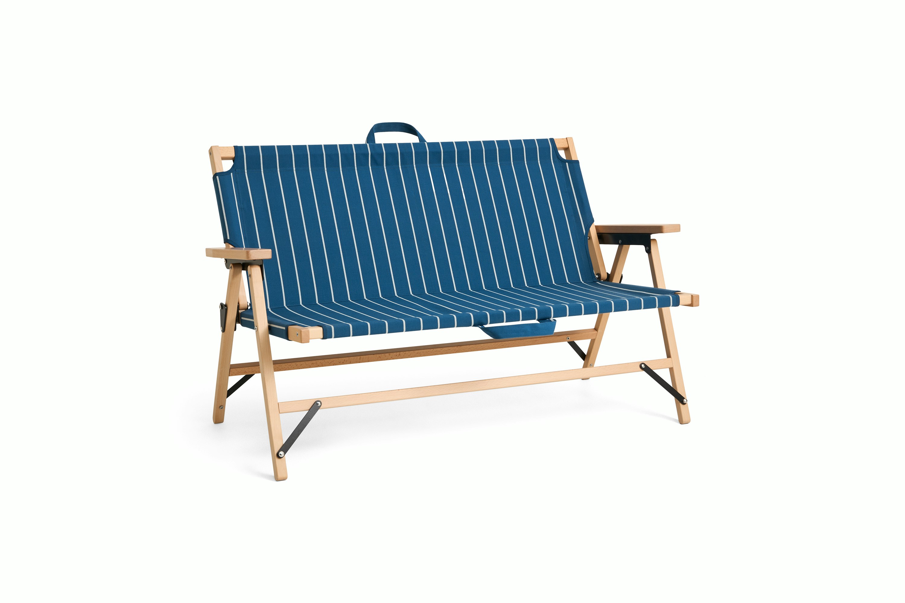 Outdoor Market Folding Sofa - Blue With Beige Stripe