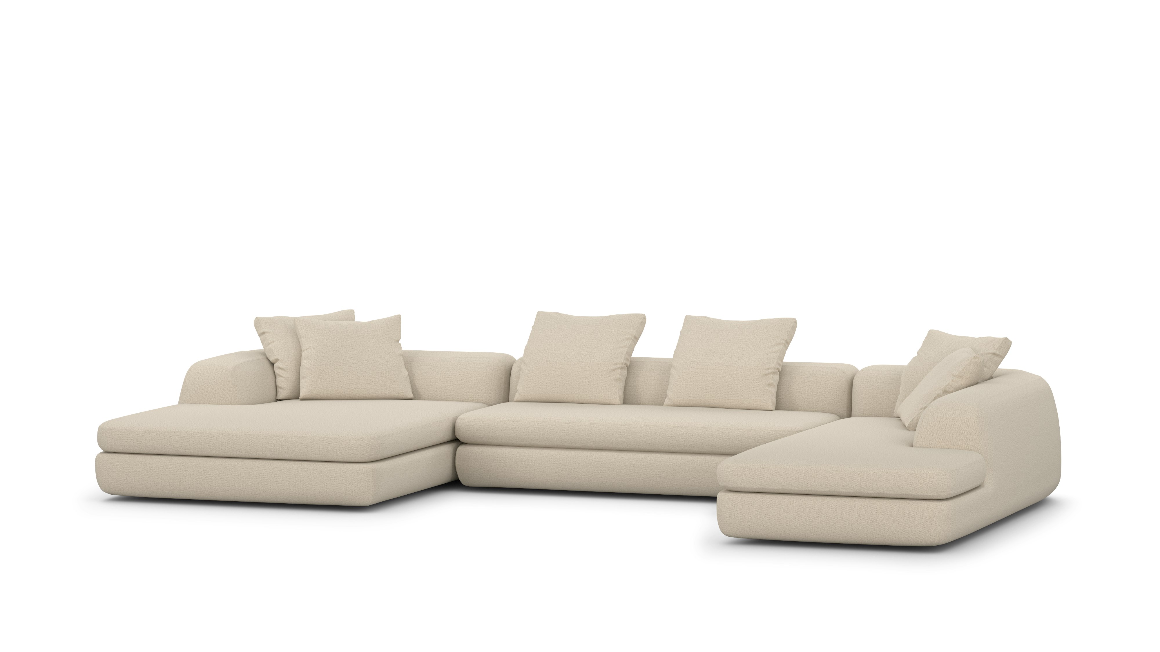 A Atlason Americano Asymmetrical Double Chaise Sectional in cream viewed from an angle.
