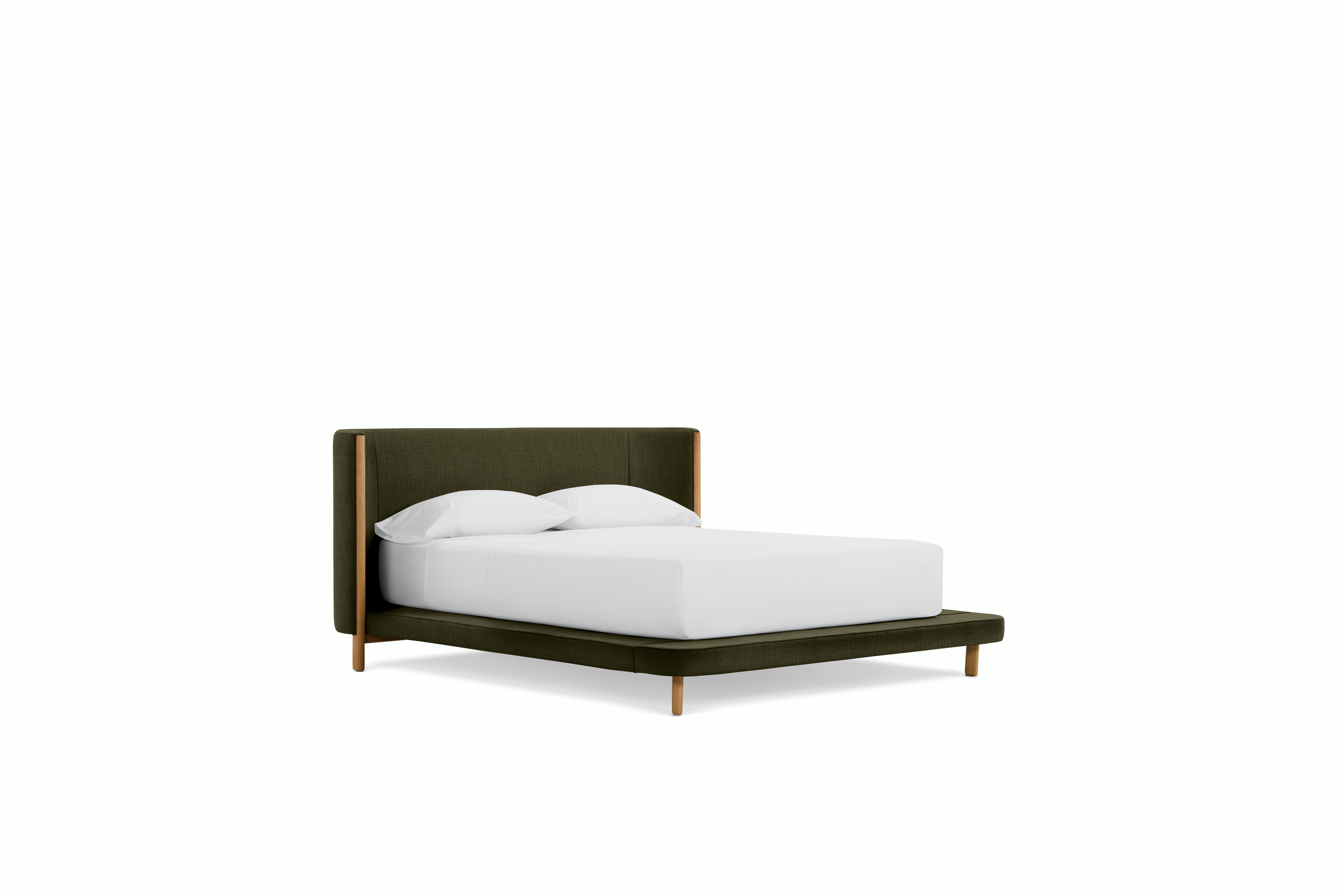 Emmy Bed - Tall, Queen, Oak, Pebble Weave, Militare
