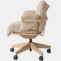 Ramus Chair - Low Back,  Comfort Leather,  Grey Beige,  Oak,  Satin Brass,  Hard Floor Caster