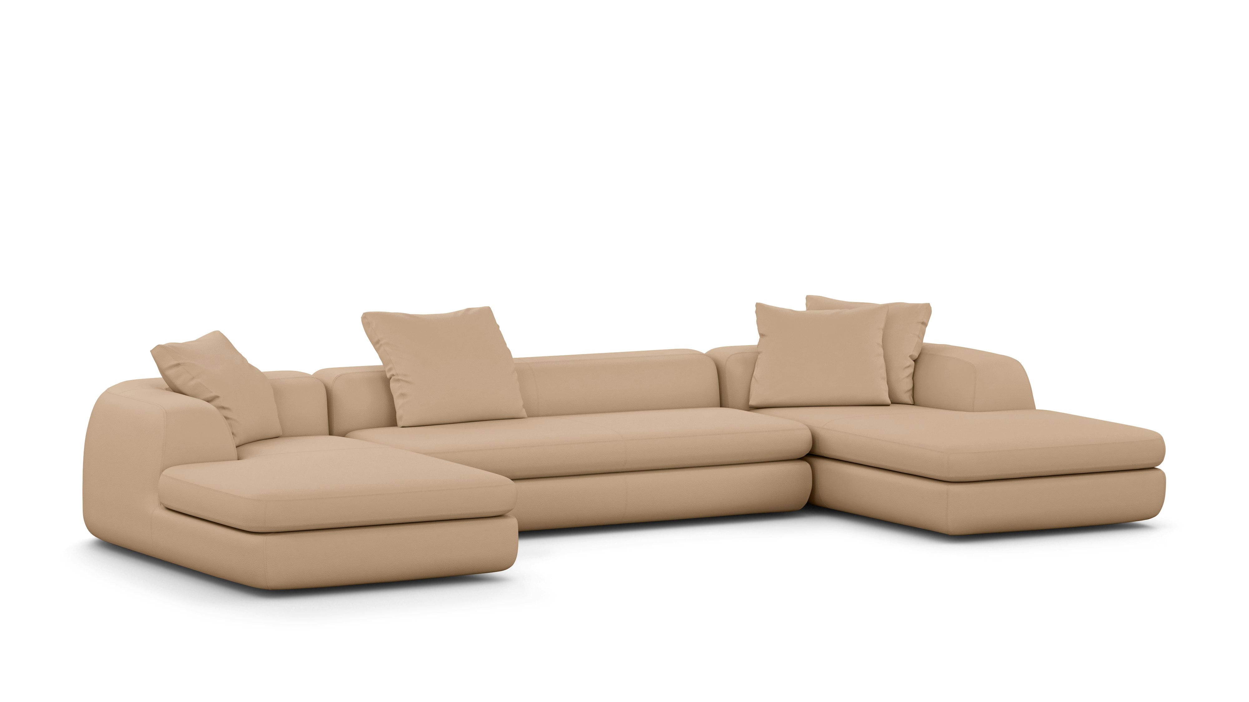 A Atlason Americano Double Chaise Sectional in balsa Viewed from the front.