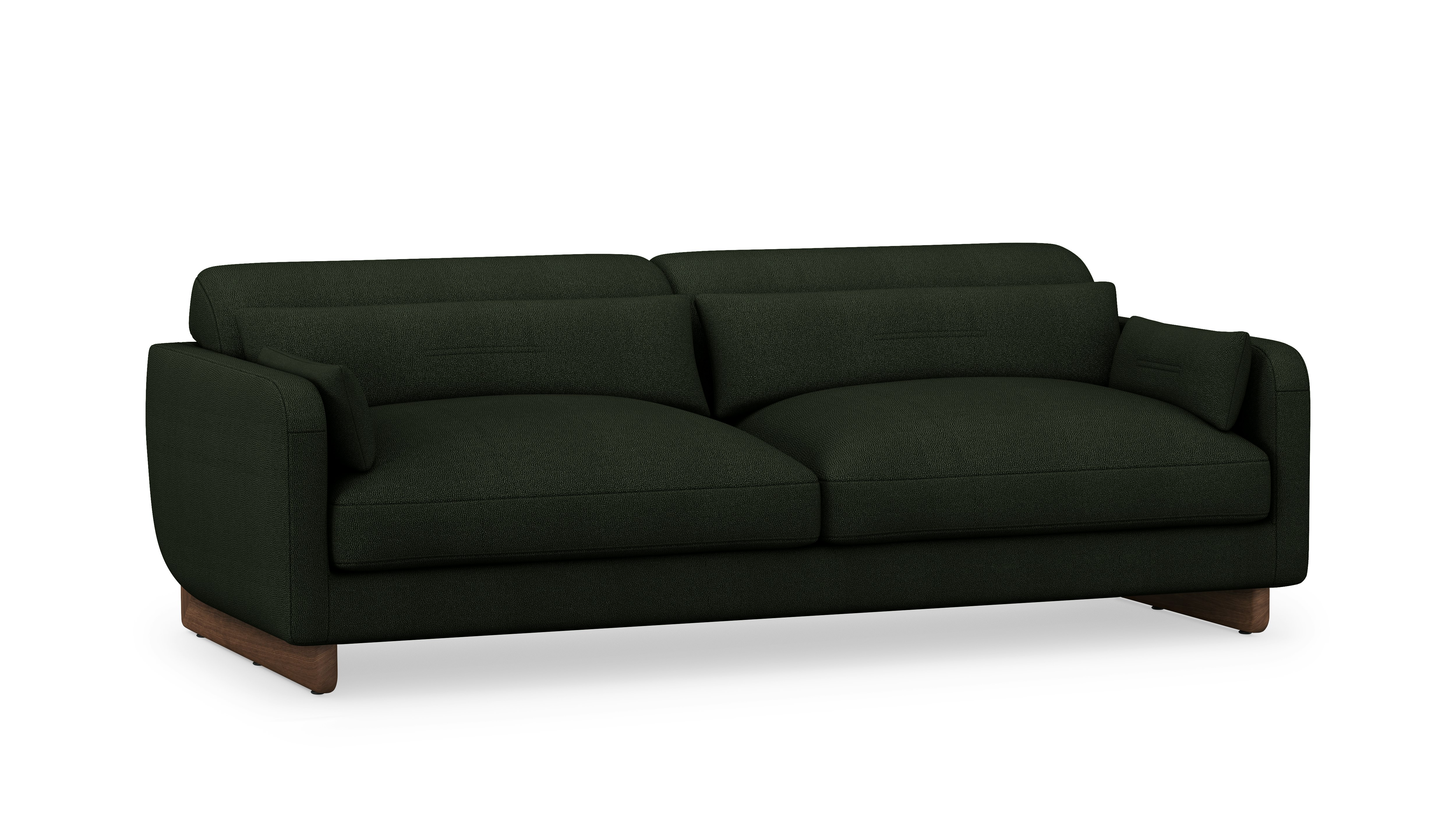 Contra Sofa - 84 Inch, Turf, Dark Green, Walnut