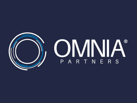 Blue and whtie OMNIA Partners logo.