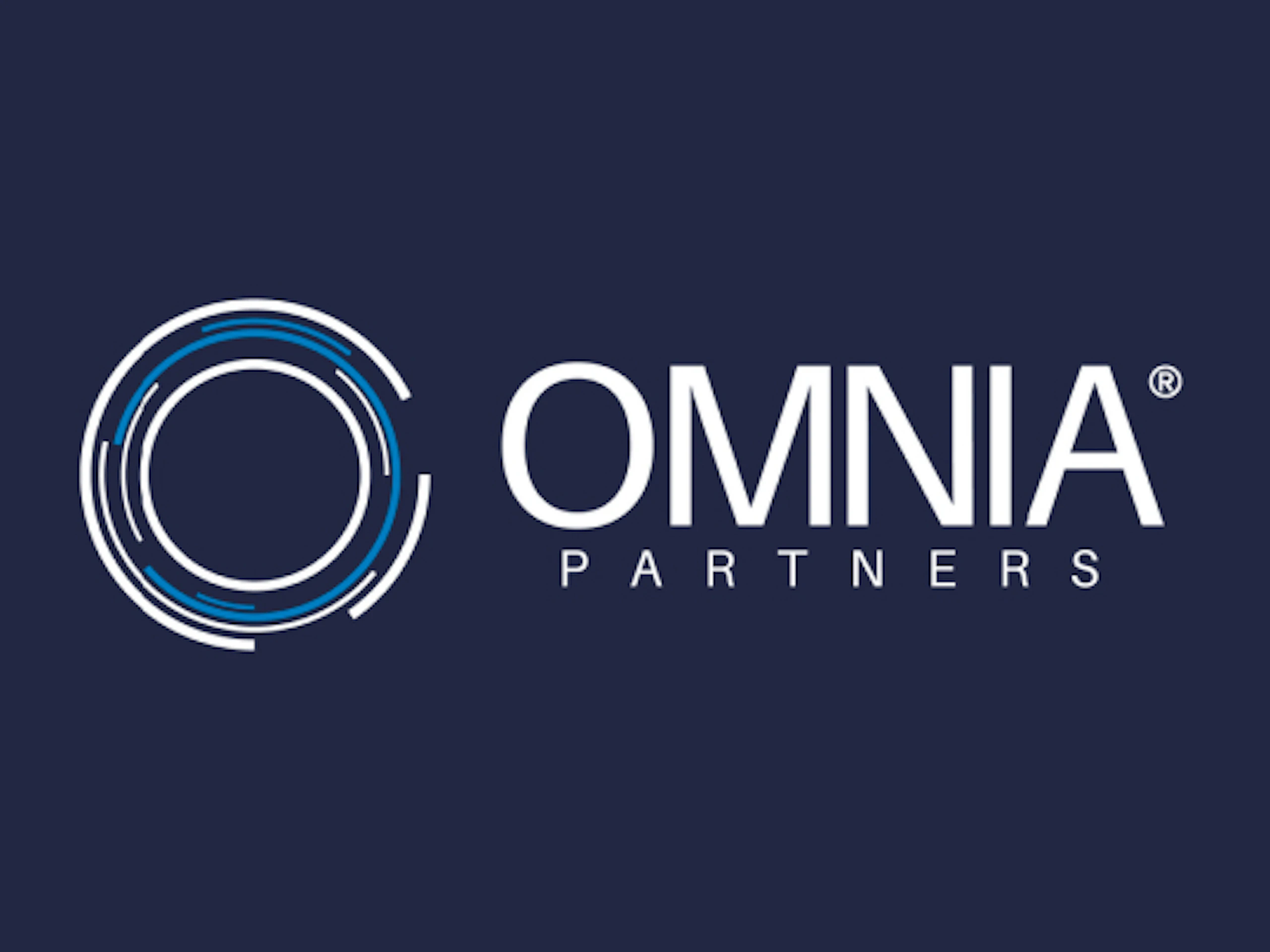 Blue and whtie OMNIA Partners logo.