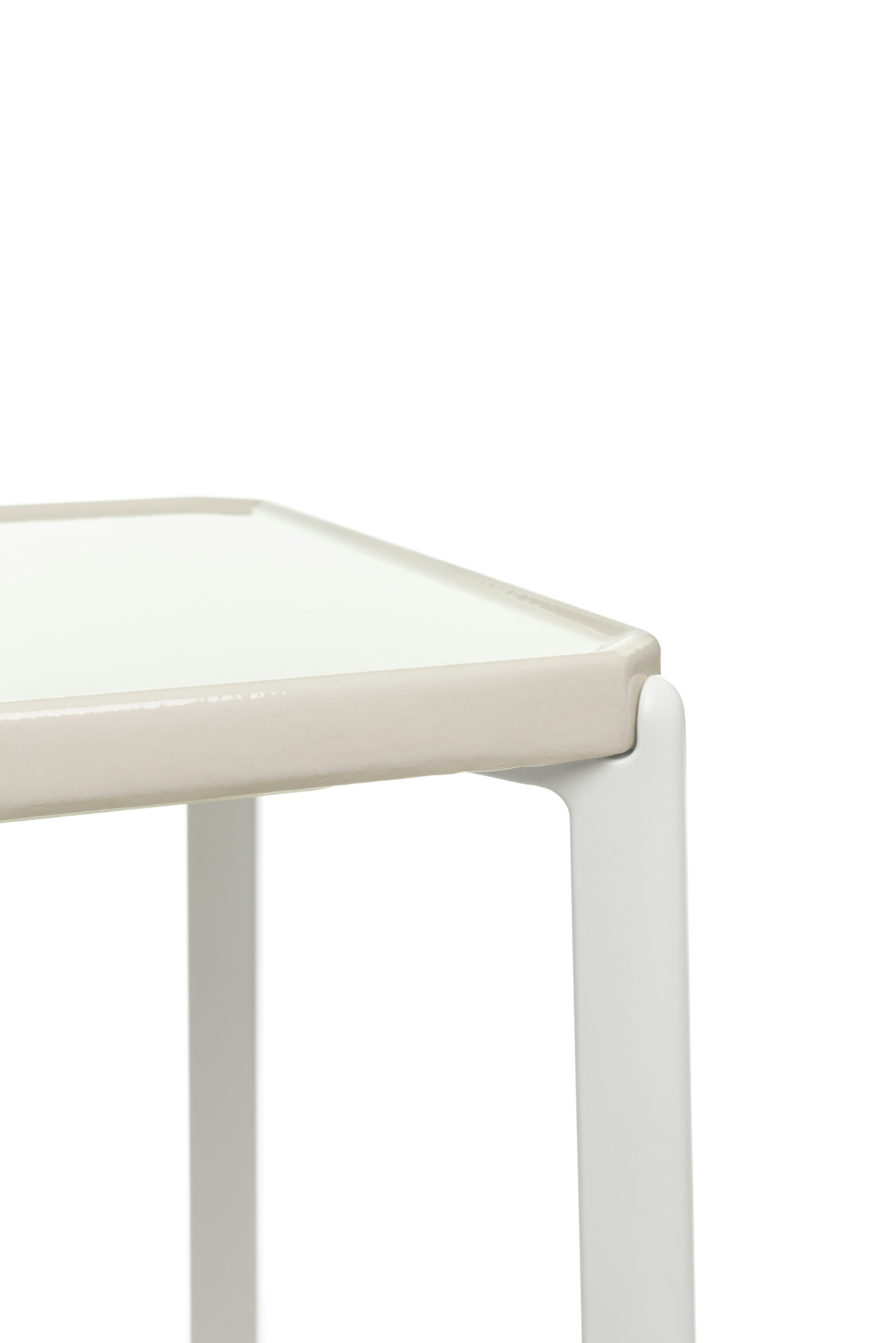 Tambour Table - 14.25In, Rhomboidal, White, White