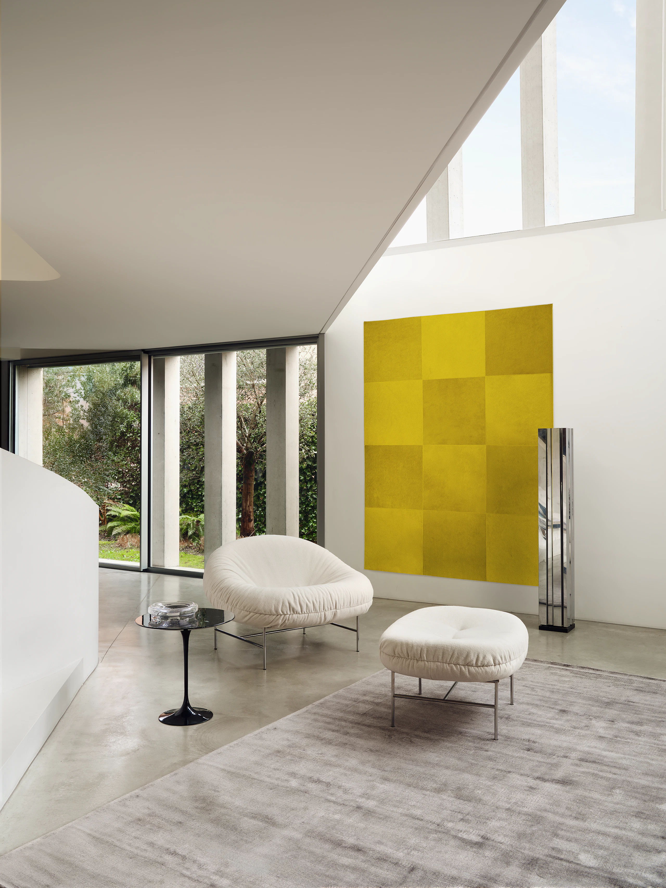 Bun Lounge Chair and Ottoman in Haven Ivory