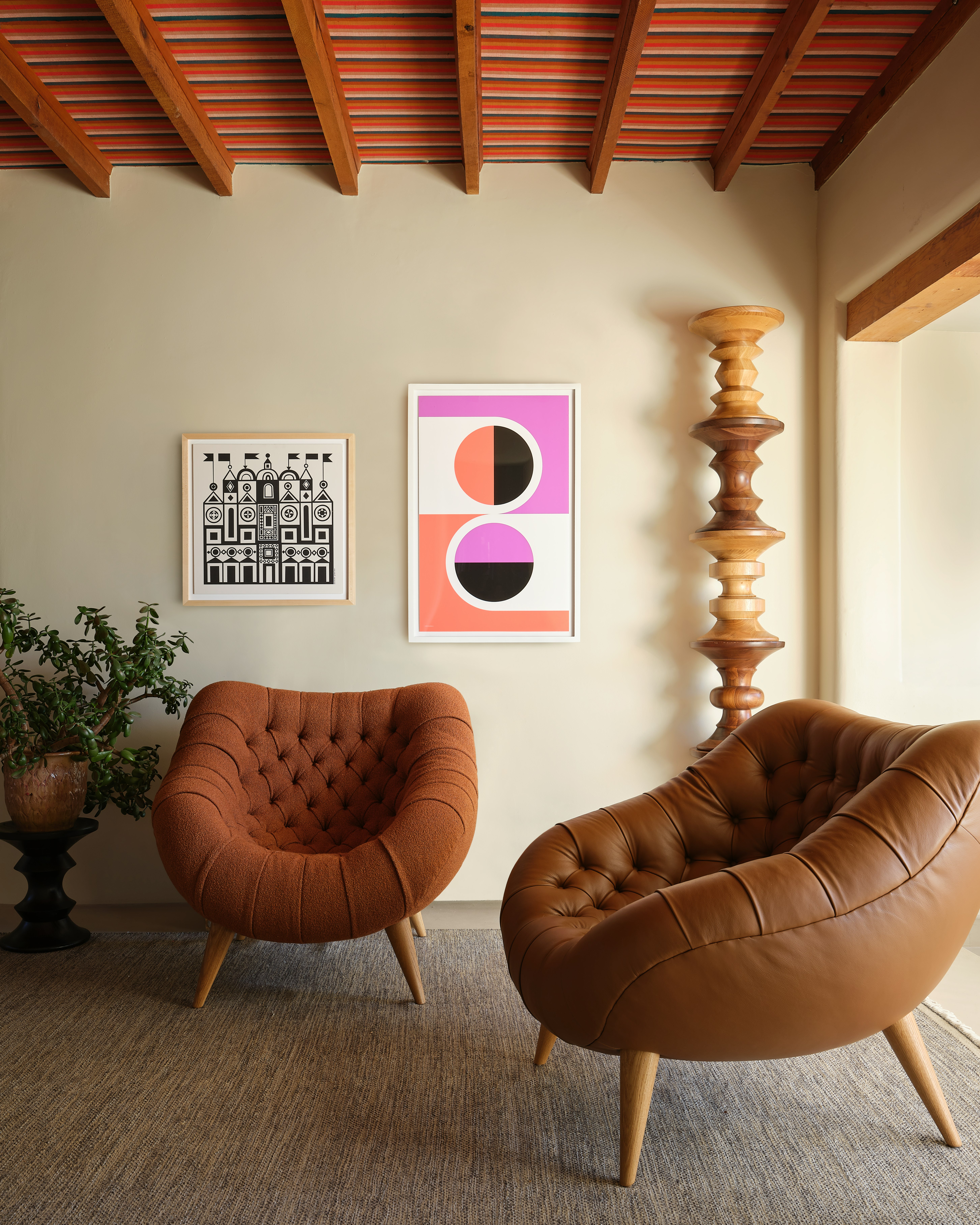 Rohde Easy Chairs in Whim Terracotta and Ledge leather