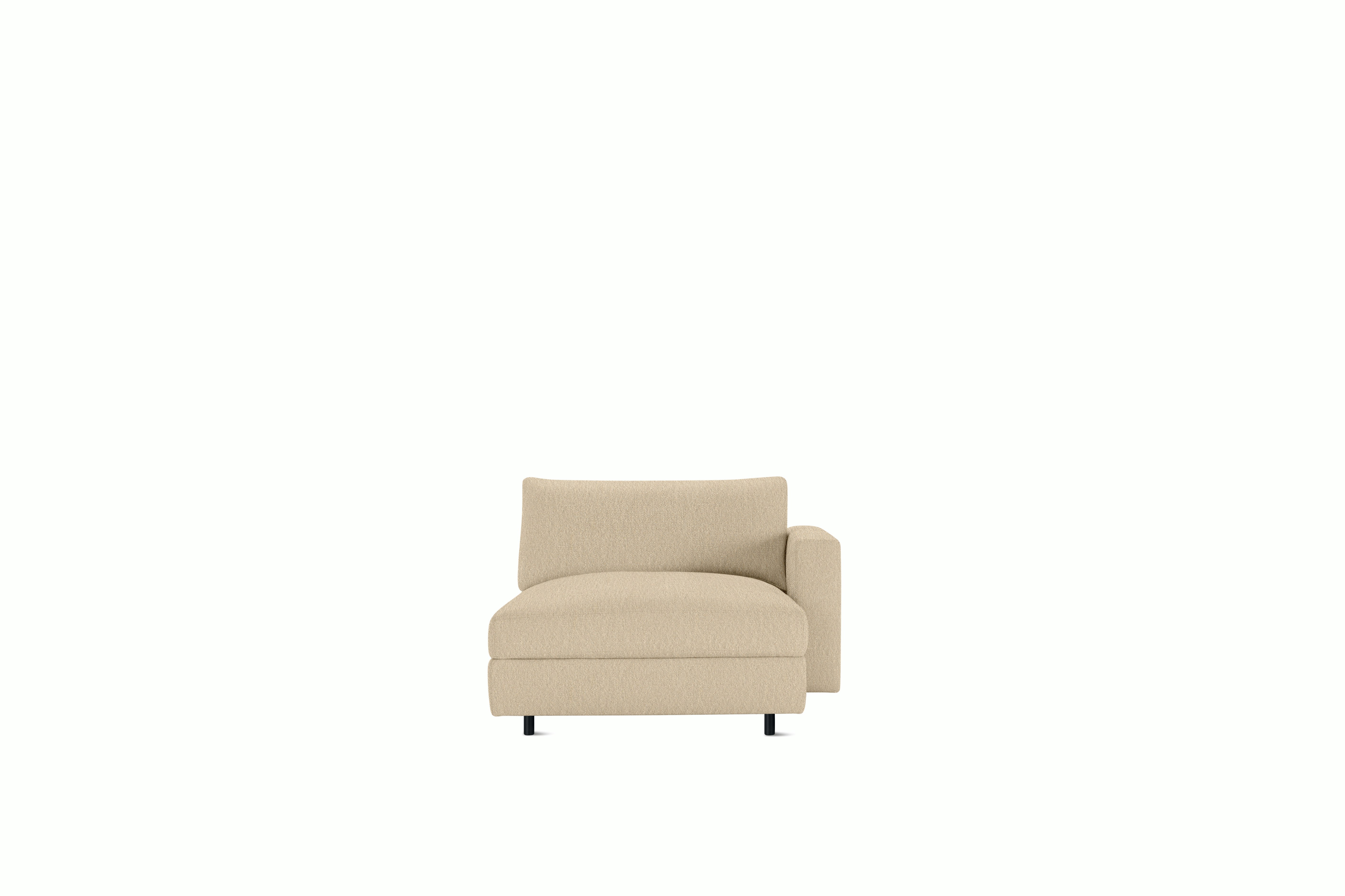 Reid Storage Chaise - Right,  Album Linen,  Straw with tubular leg