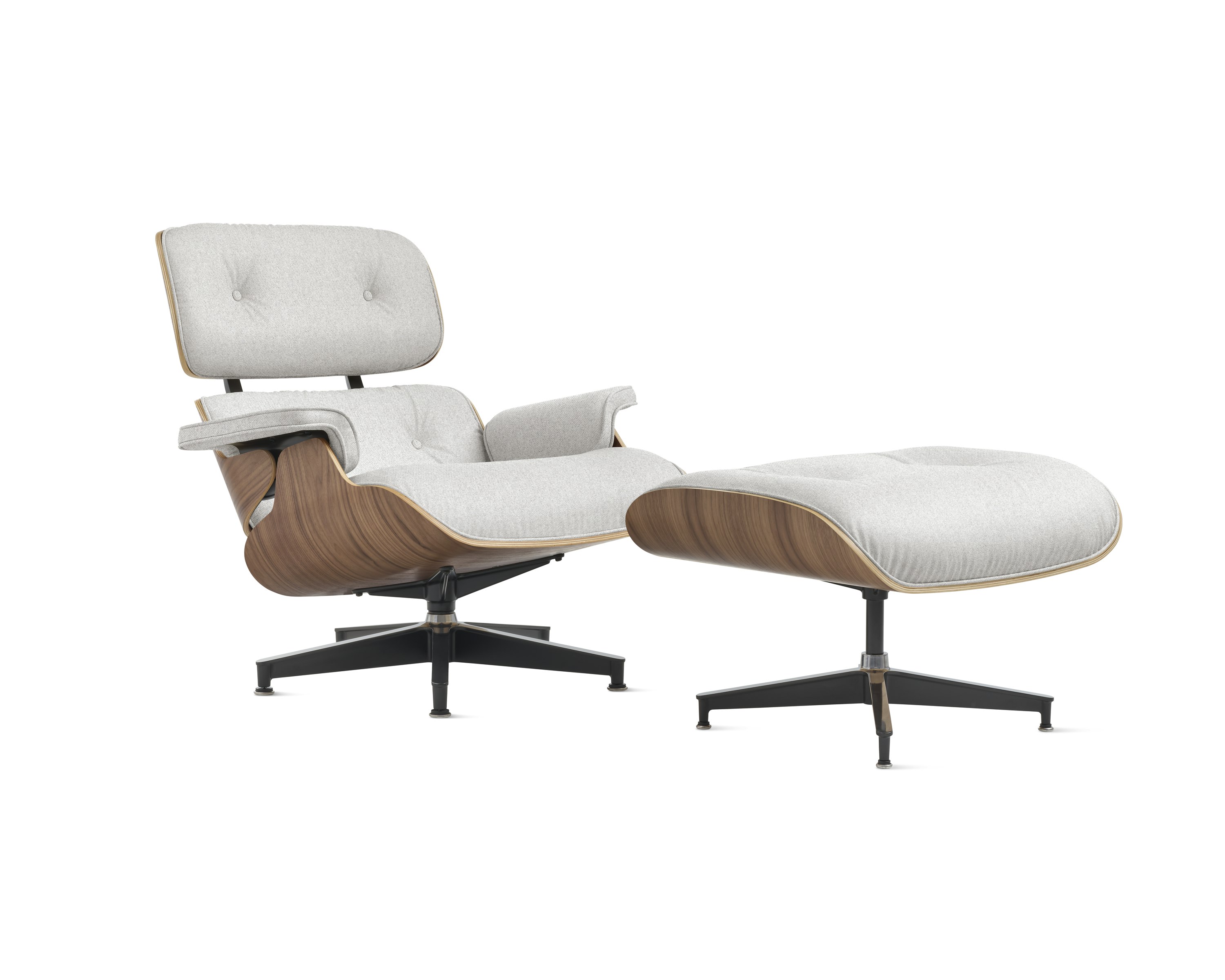 Eames Lounge Chair and Ottoman - Standard or Tall, Walnut, Luce, Blanched