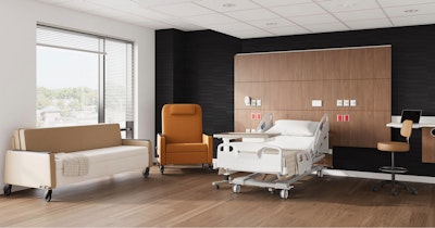 Gemma Recliner & Gemma Flop Sofa paired with Mora System in a patient room.