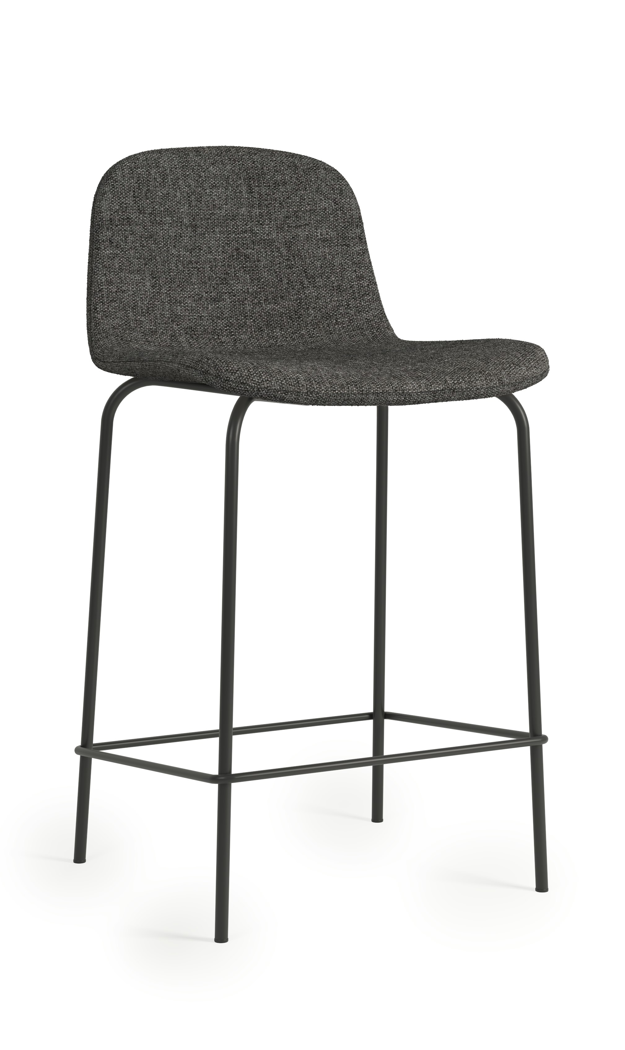 Bacco Stool - Counter Height,  Space,  605 Flint,  Black Tubular Steel