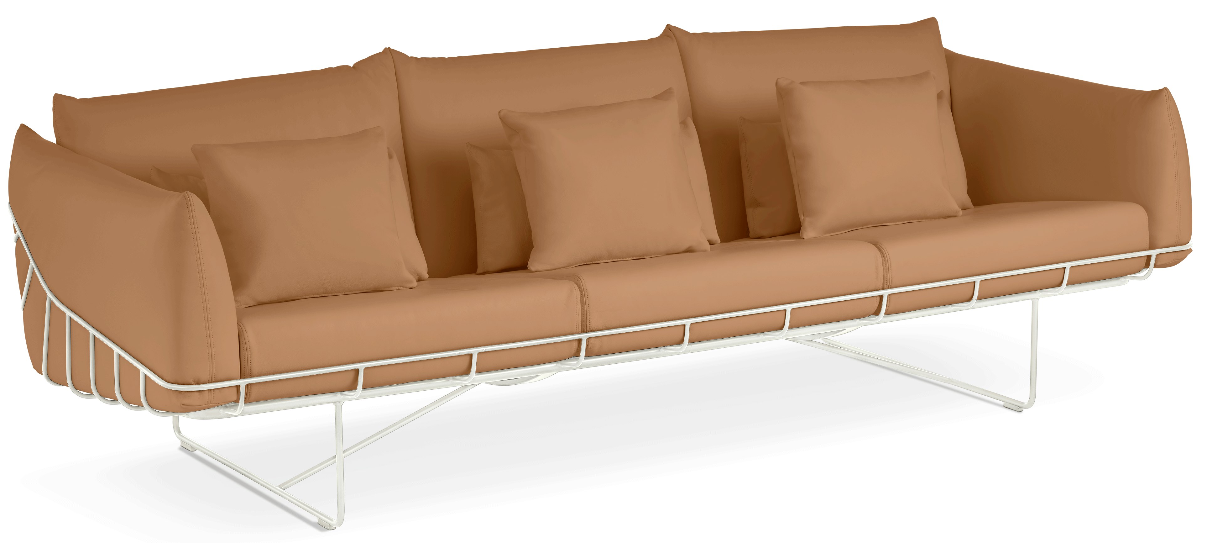 Wireframe Sofa -  3-Seat,  Prone Leather,  Bricolage,  White