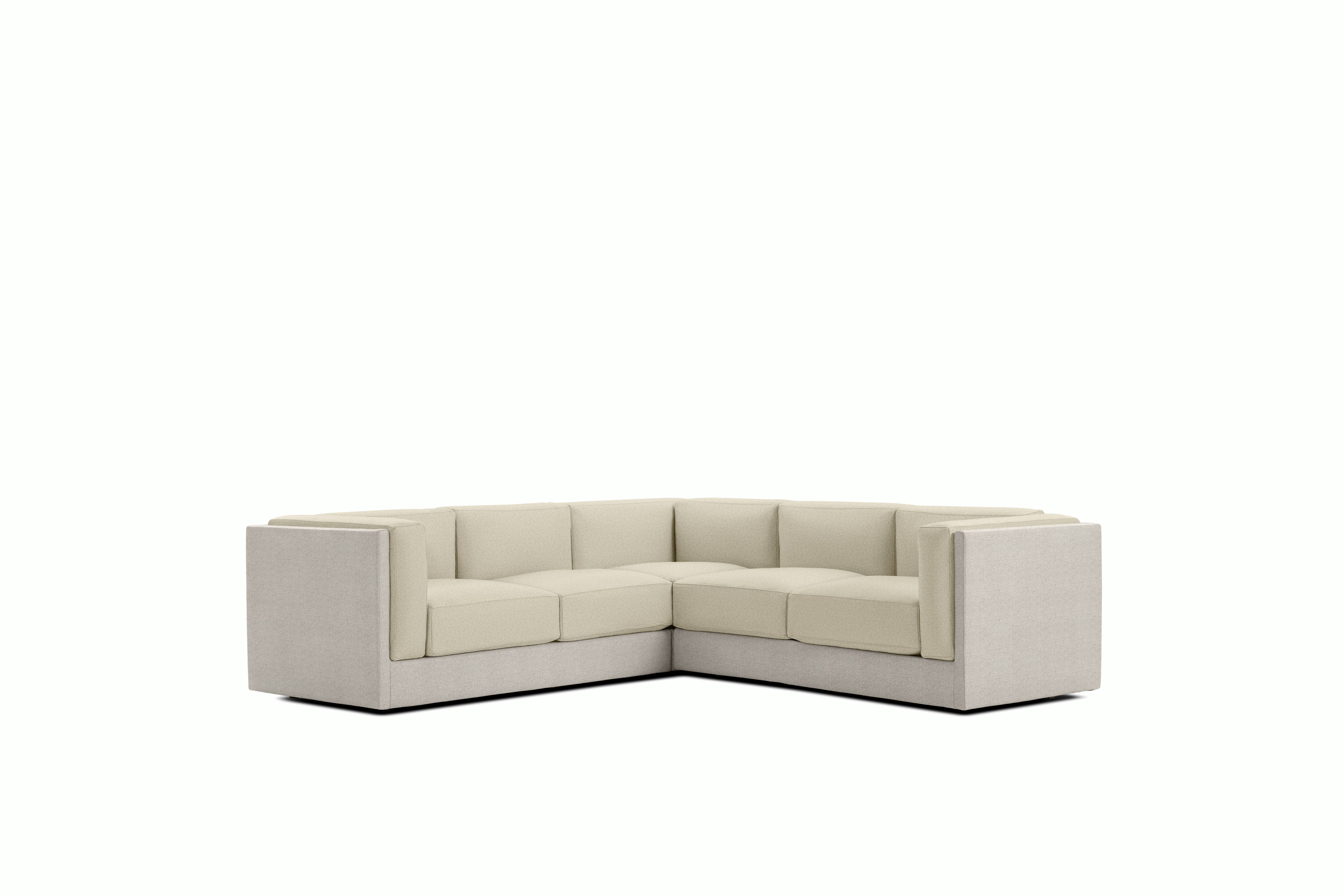 Symme Corner Sectional - Fabric Frame,  Pebble Weave,  Buff,  Pecora,  Cream