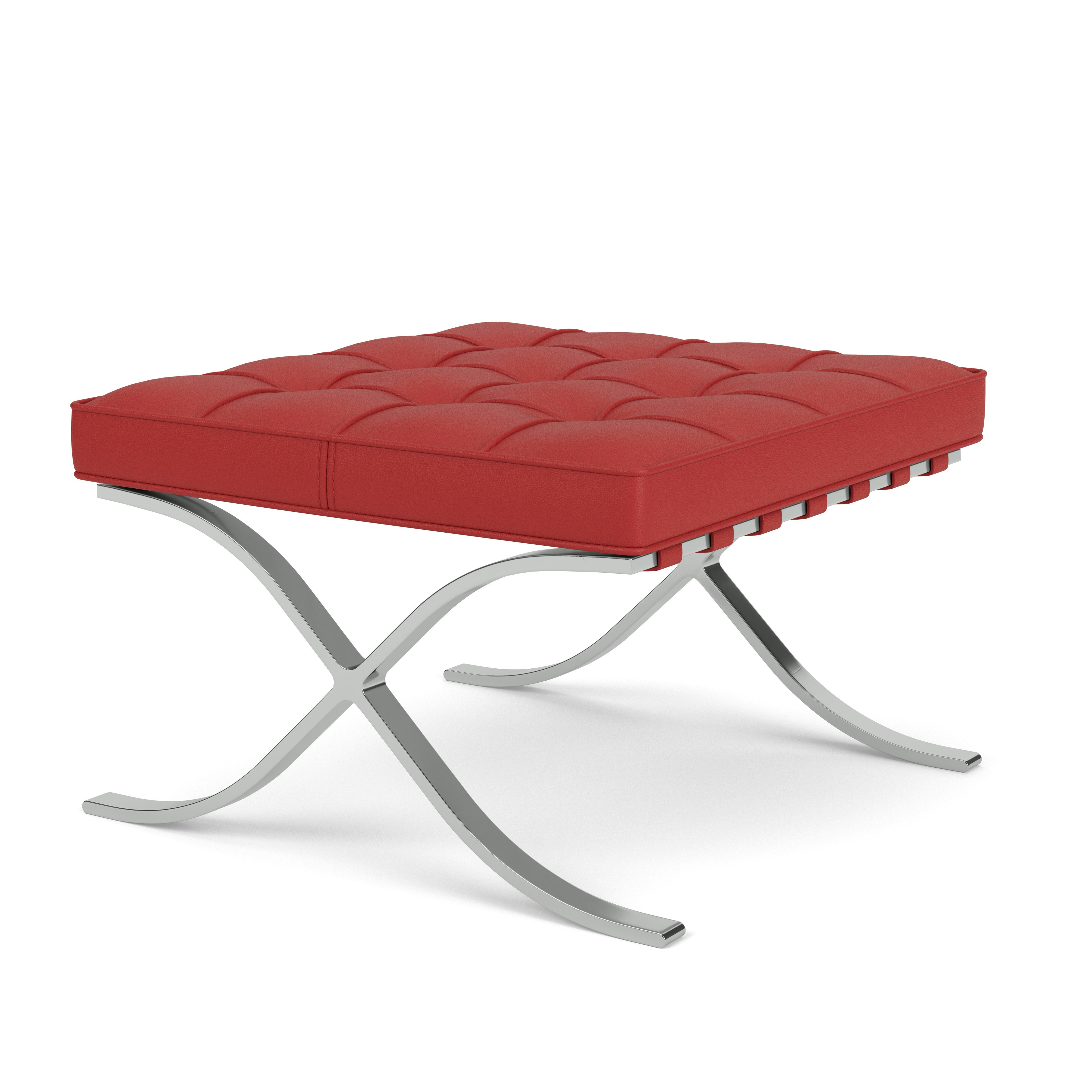 Barcelona Stool - Chrome, Acqua Leather, Red Sea