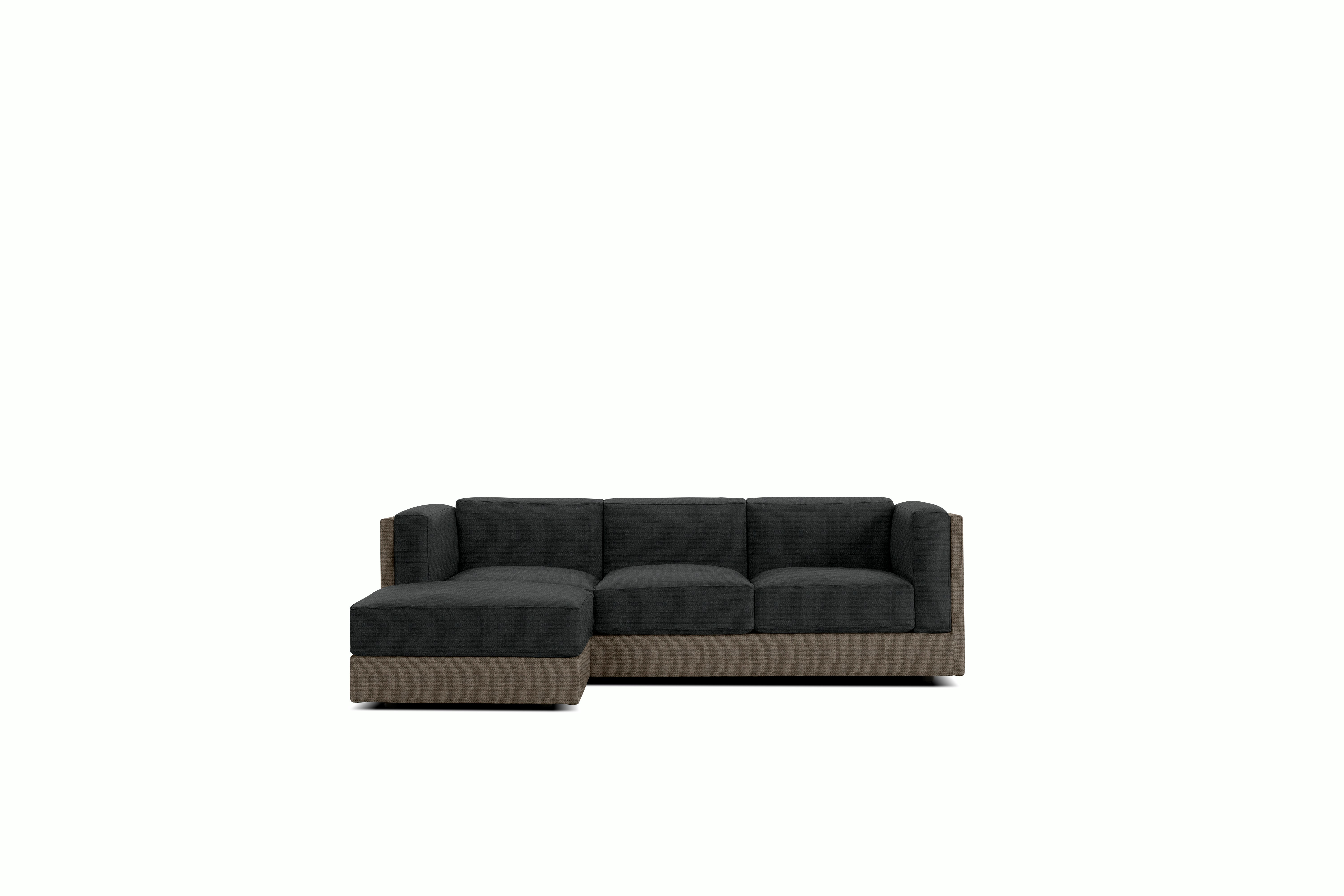 Symme Sectional Chaise - Fabric Frame,  Pebble Weave,  Bark,  Pebble Weave,  Cinder