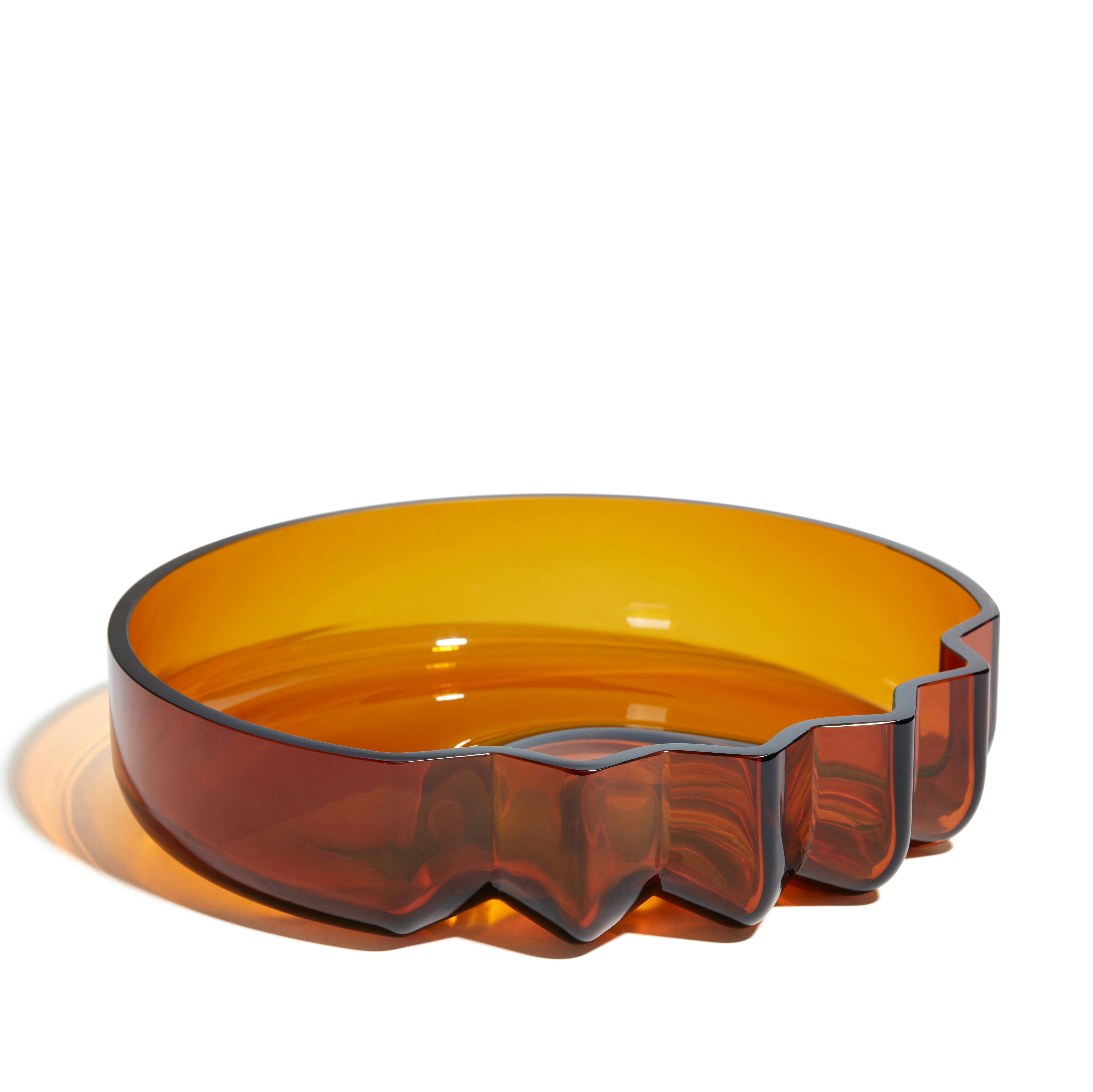 A Pulse Platter in Amber viewed from an angle.