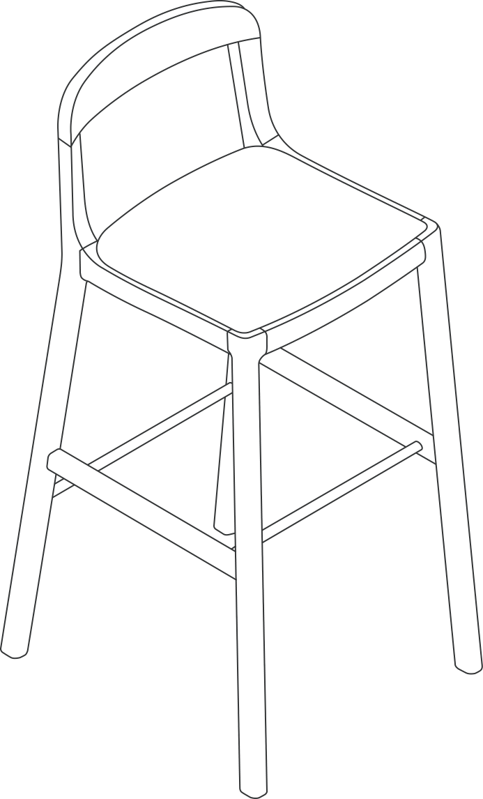 A line drawing - Lijn Stool | Bar Height | Open Back | Wood Seat
