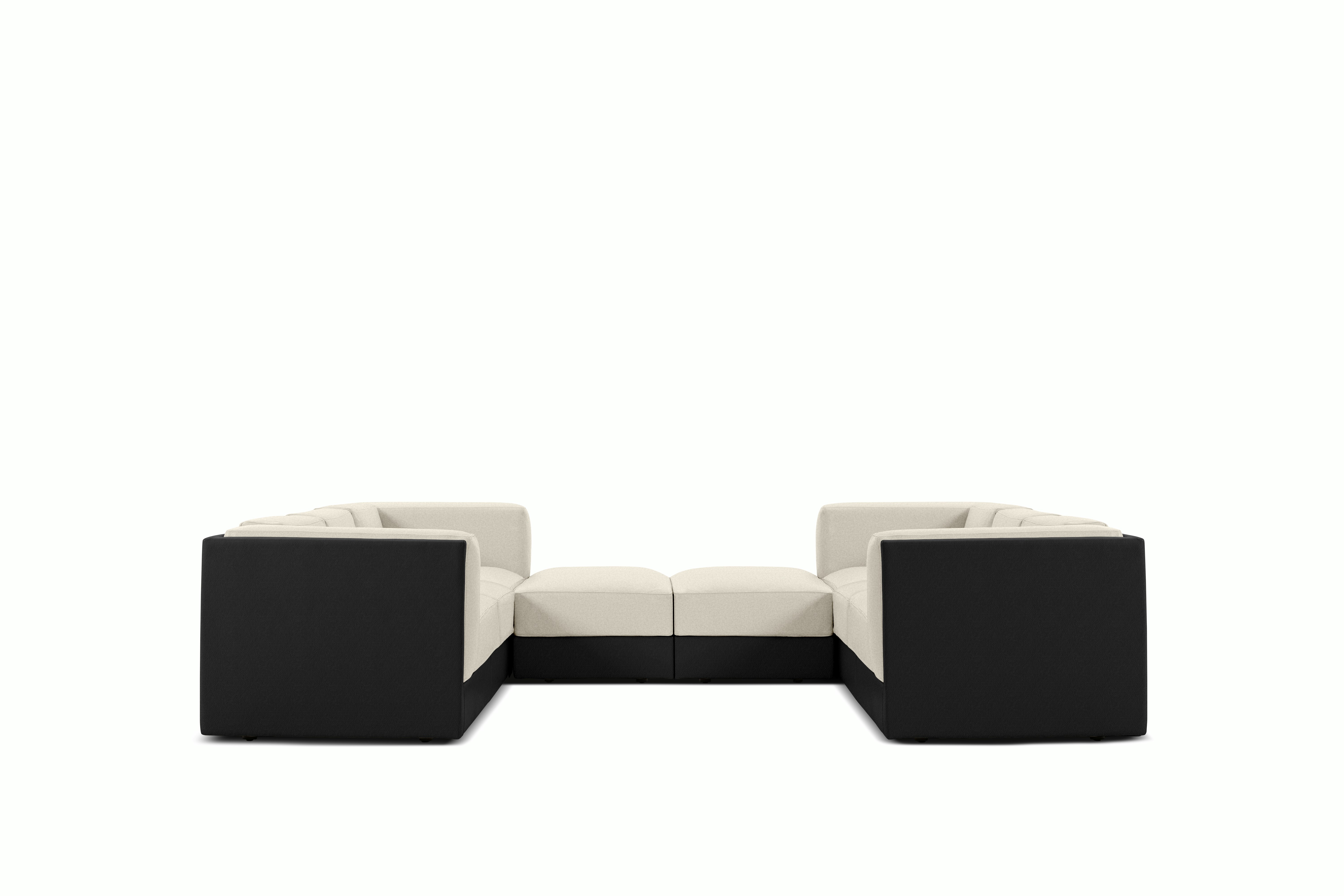 Symme U-Sectional - Leather Frame,  Prone Leather,  Obsidian,  Pecora,  Cream
