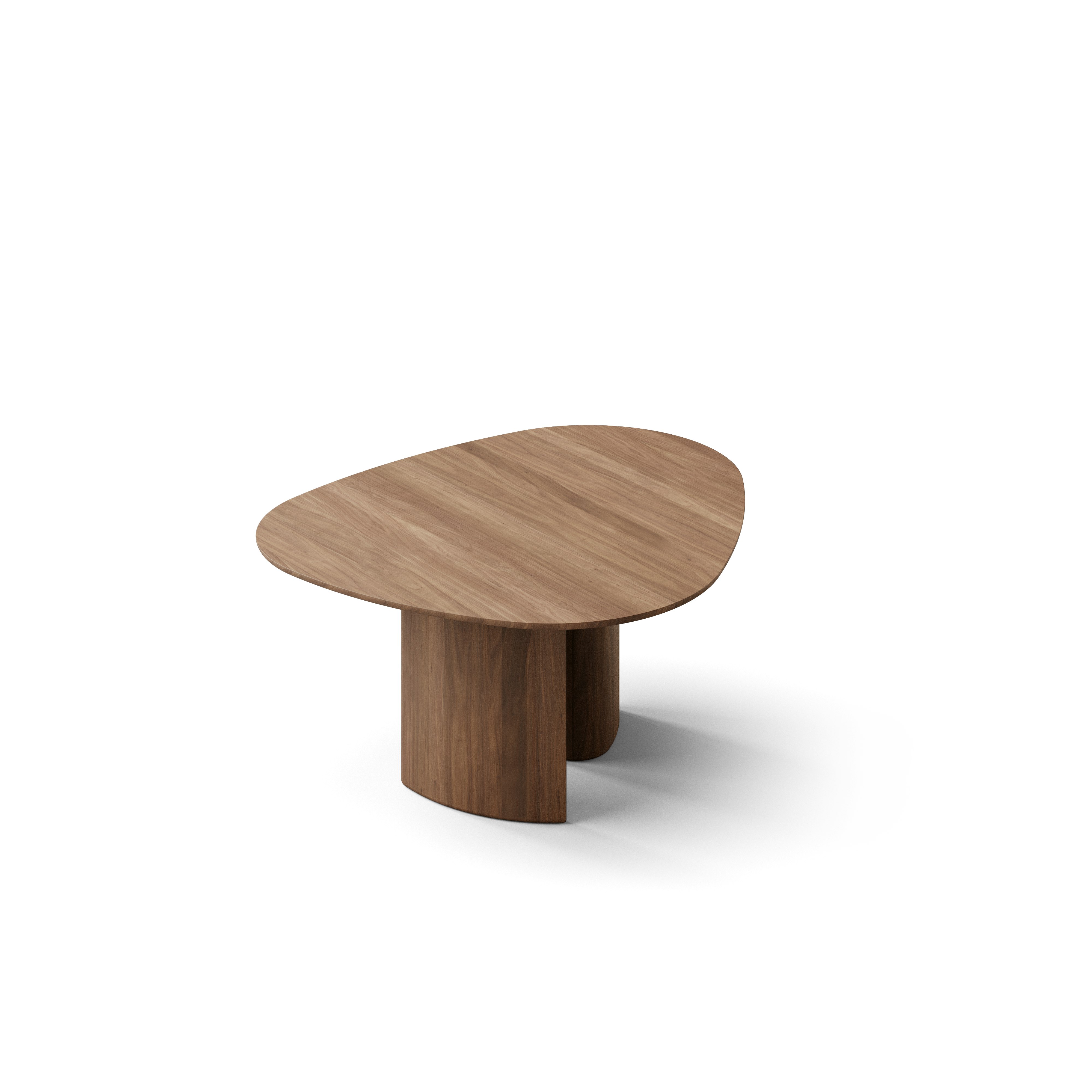 A Tangent Dining Table in Walnut viewed from the top.