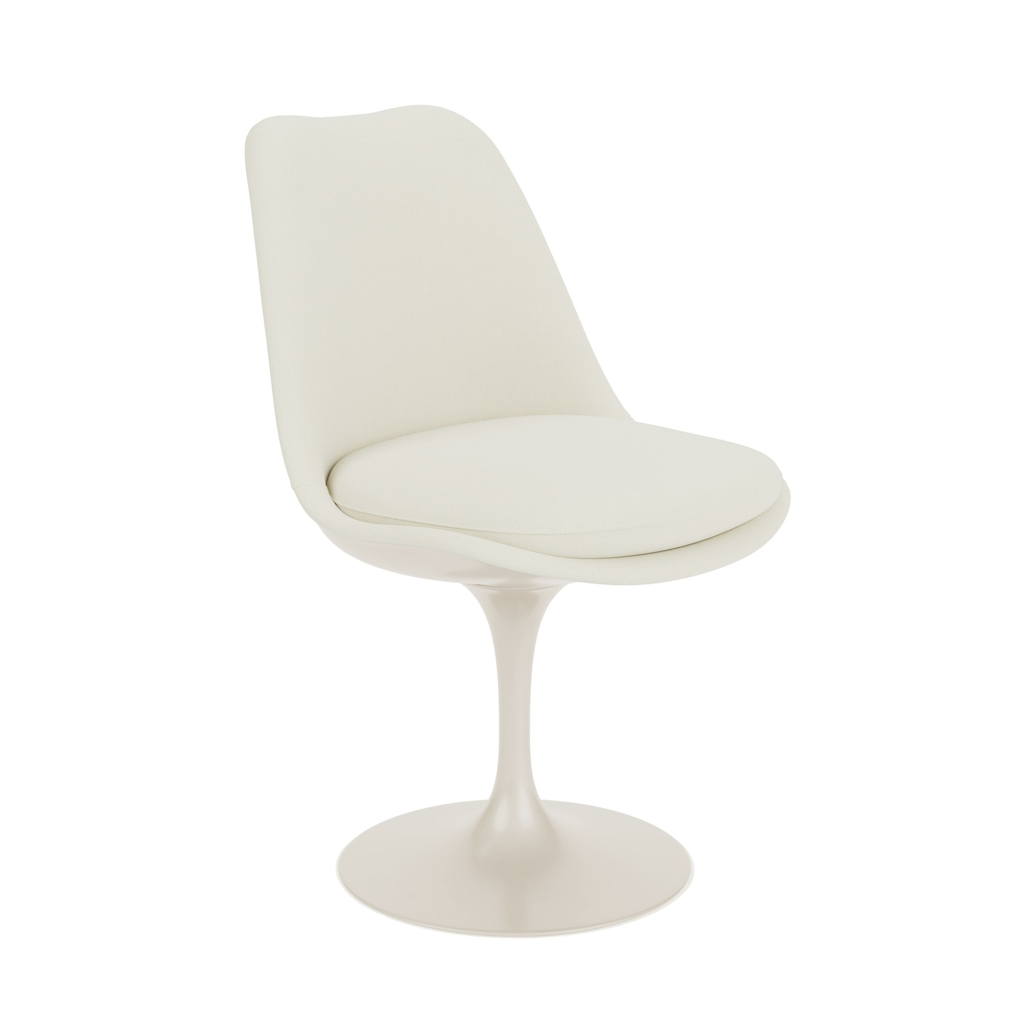 A Tulip Chair Armless in pearl and cream viewed from an angle