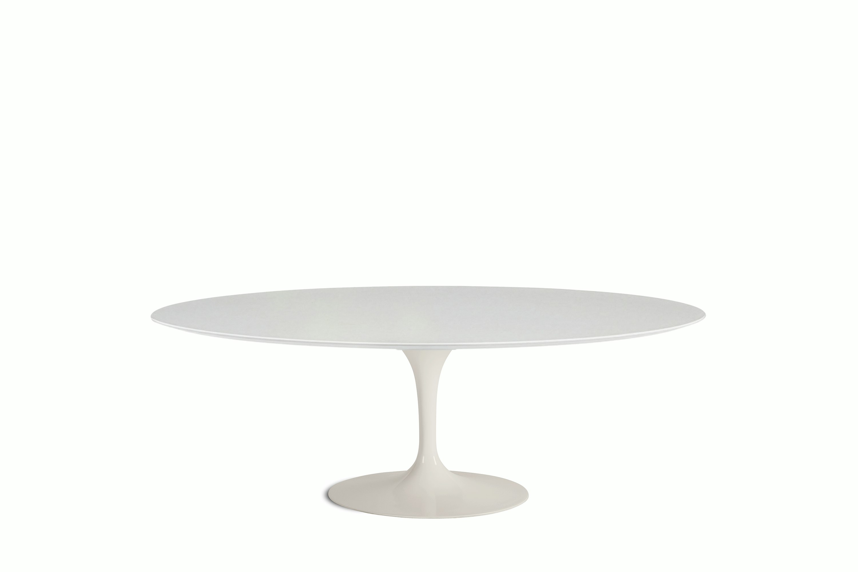 A Saarinen Dining Table in White viewed from the front.