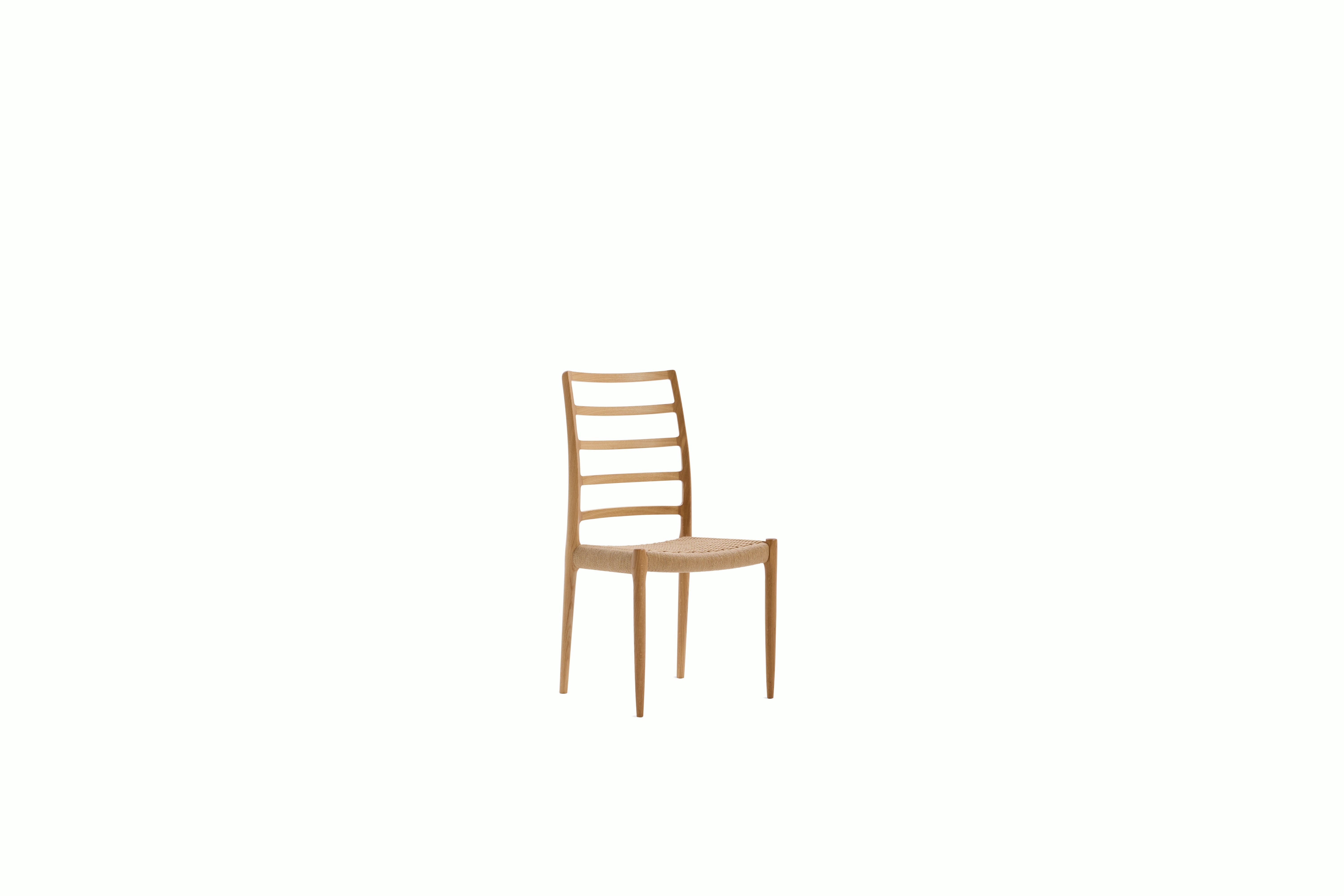 Moller 82 Side Chair - oak,  woven