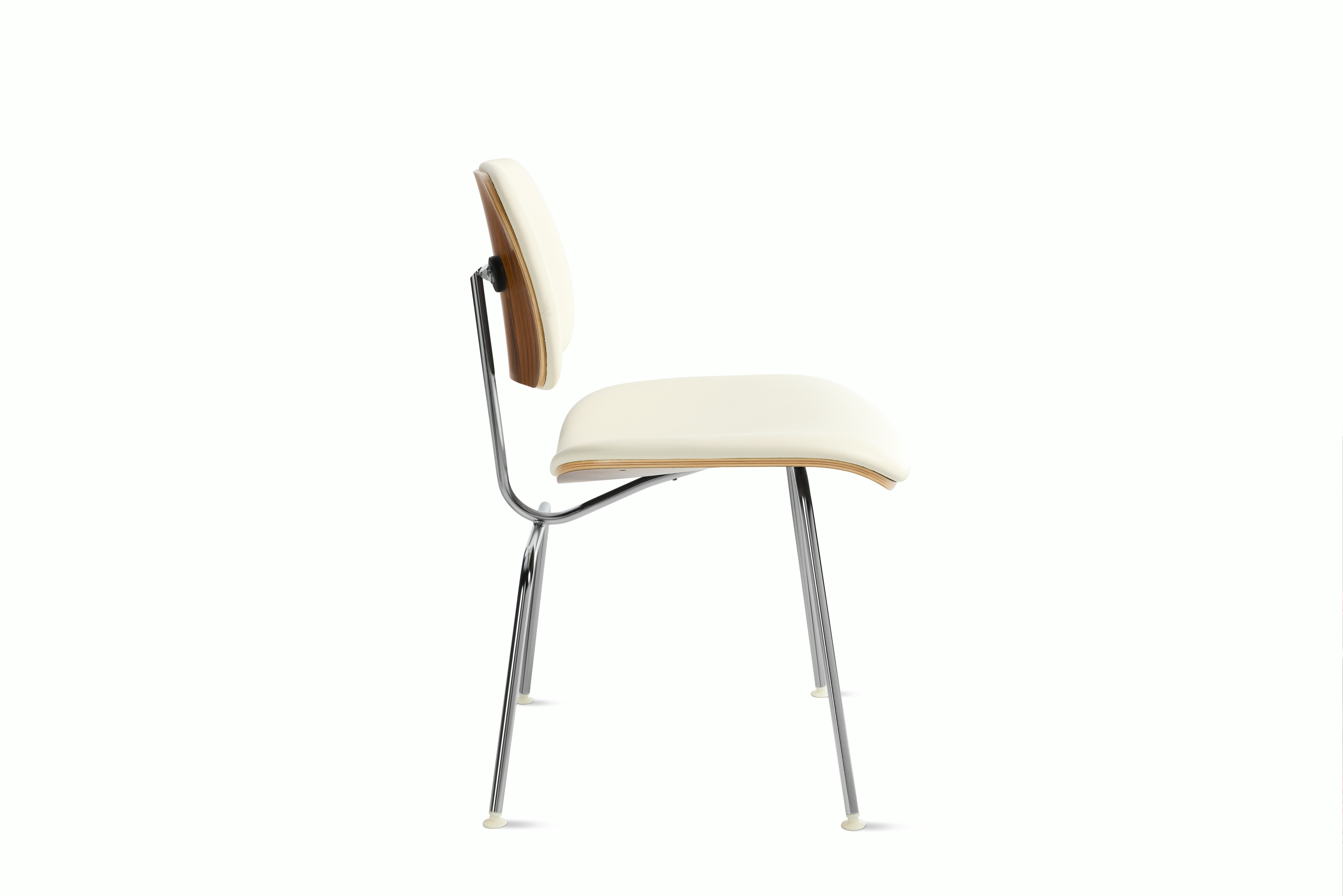 Eames Molded Plywood DCM - Upholstered,  Palisander,  Prone Leather,  Lotus,  Chrome