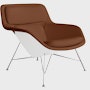 Striad Lounge Chair in Low Back,  Wire Base Trivalent Chrome,  Prone Leather,  Ledge with White Shell