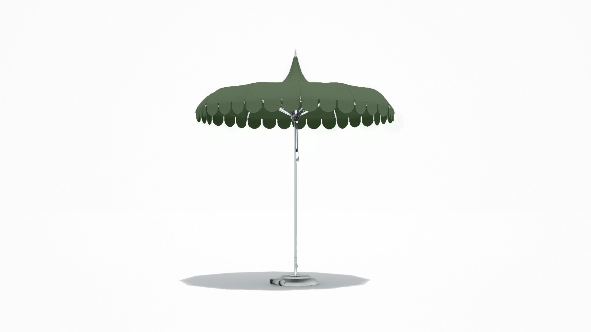 A Tuuci Ocean Master M1 Volaire Umbrella in Sage Viewed from the front.
