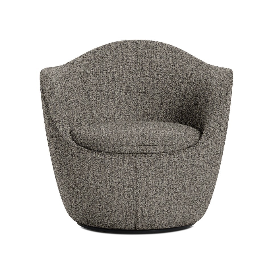 A Lina Swivel Chair in pepper viewed from the side.