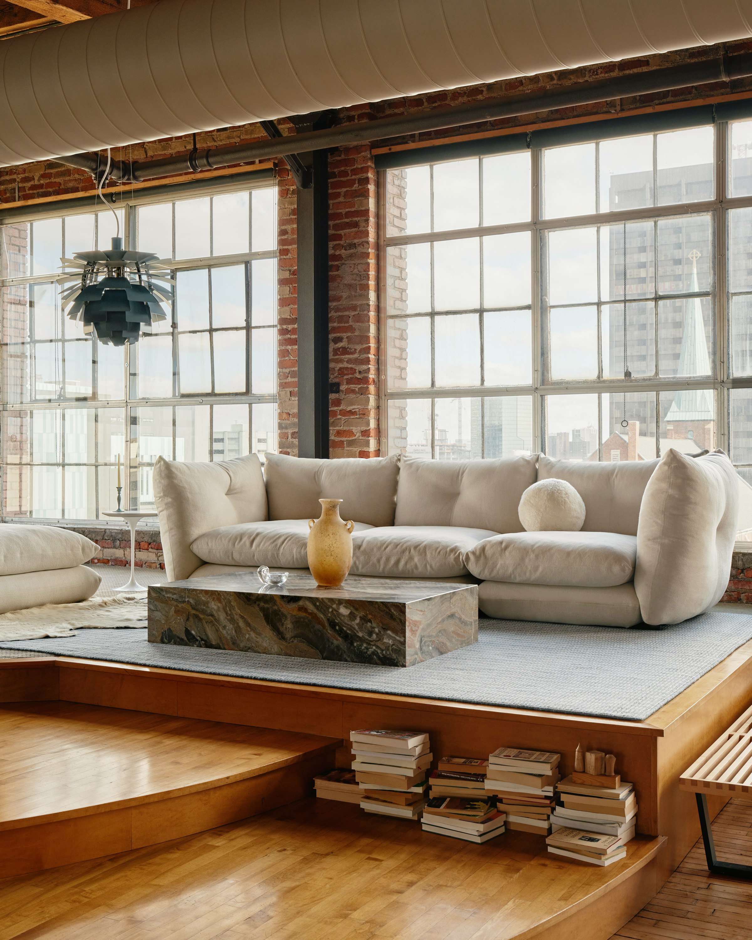 Perron Pillo Sofa in haven Ivory with Plinth Coffee Table