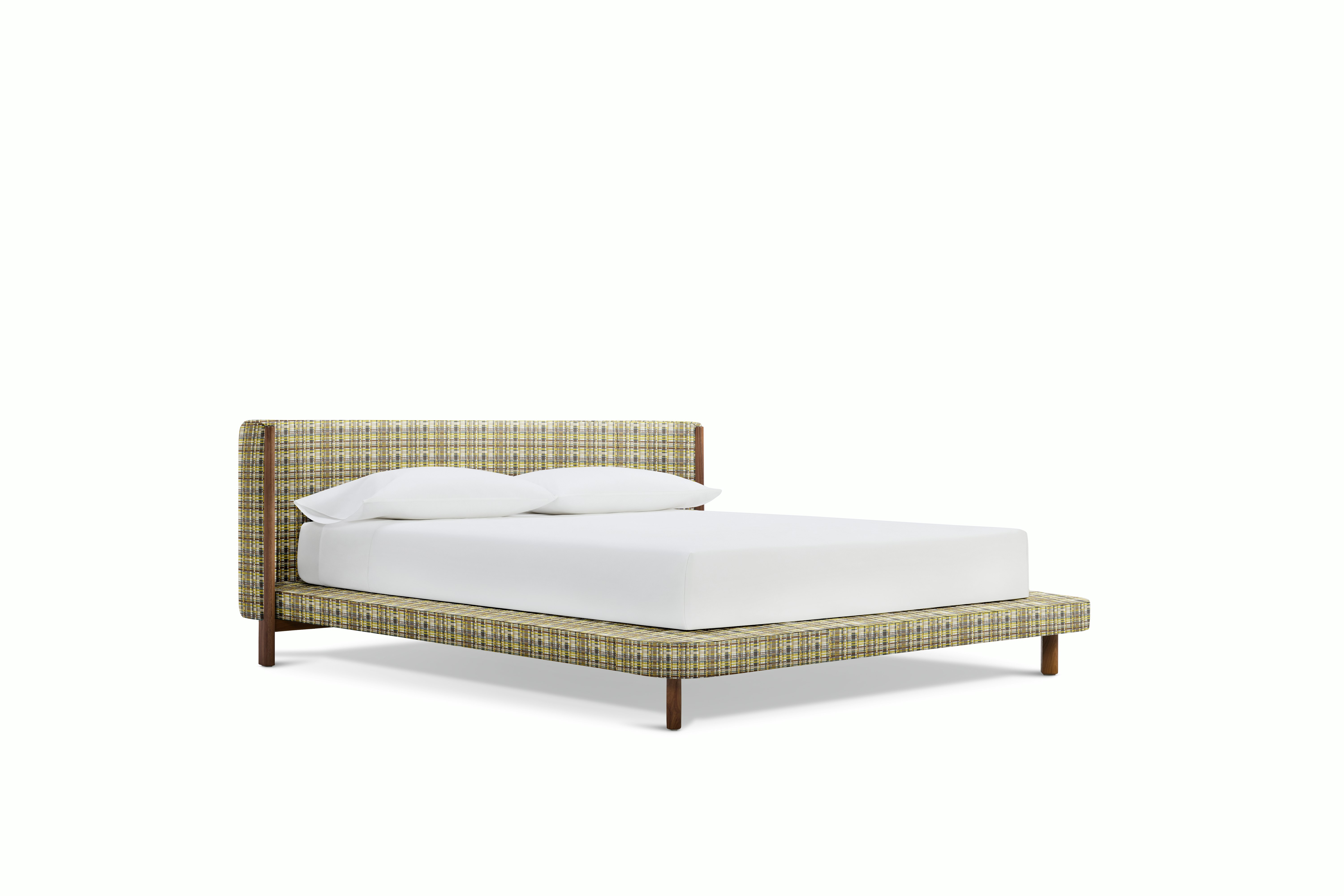 Emmy Bed in Walnut, Stepped Plaid, Trail